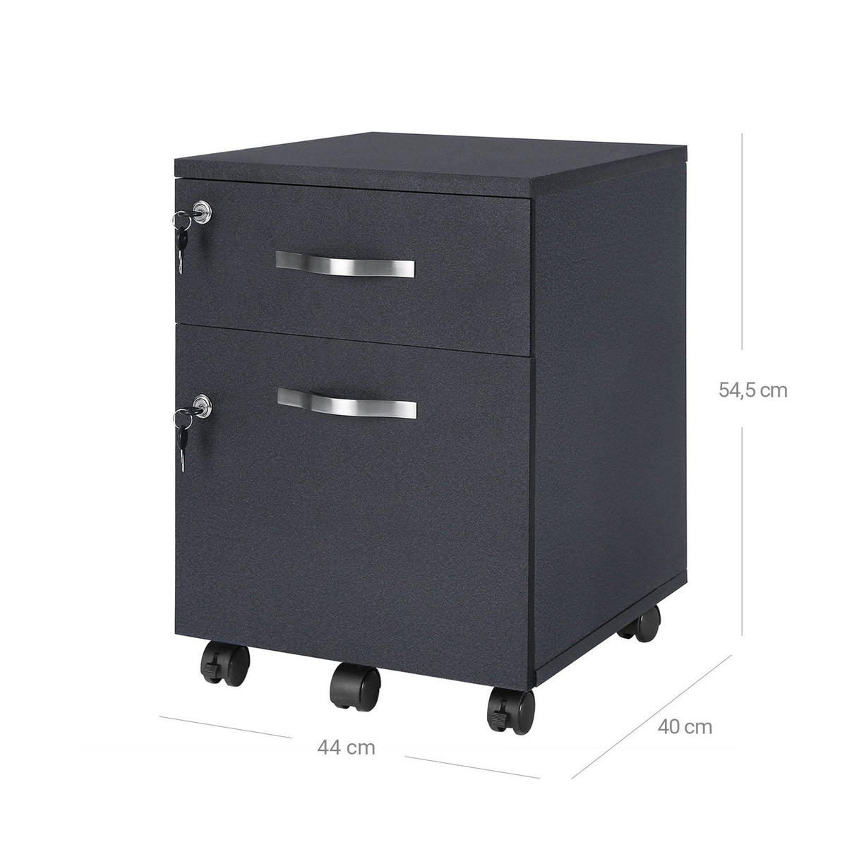 ROLLCONTAINER - Schwarz, Holzwerkstoff (44/55/40cm) - Hansiro