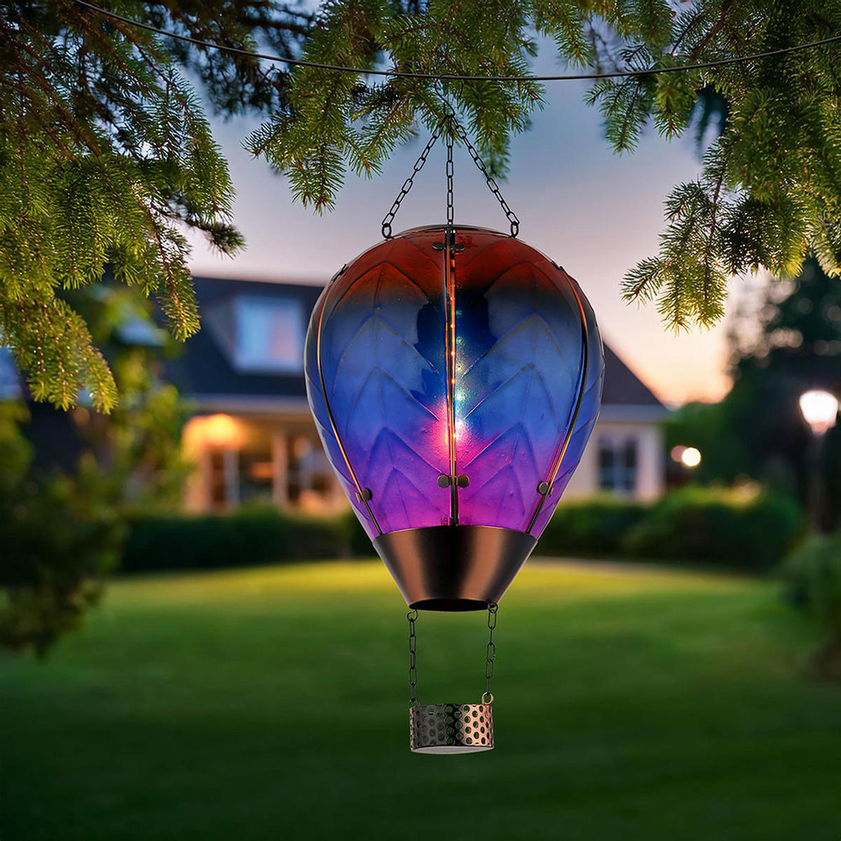 LED AUSSENLEUCHTE Glas Bunt - Multicolor, Metall (25/25/58cm) - Globo Lighting
