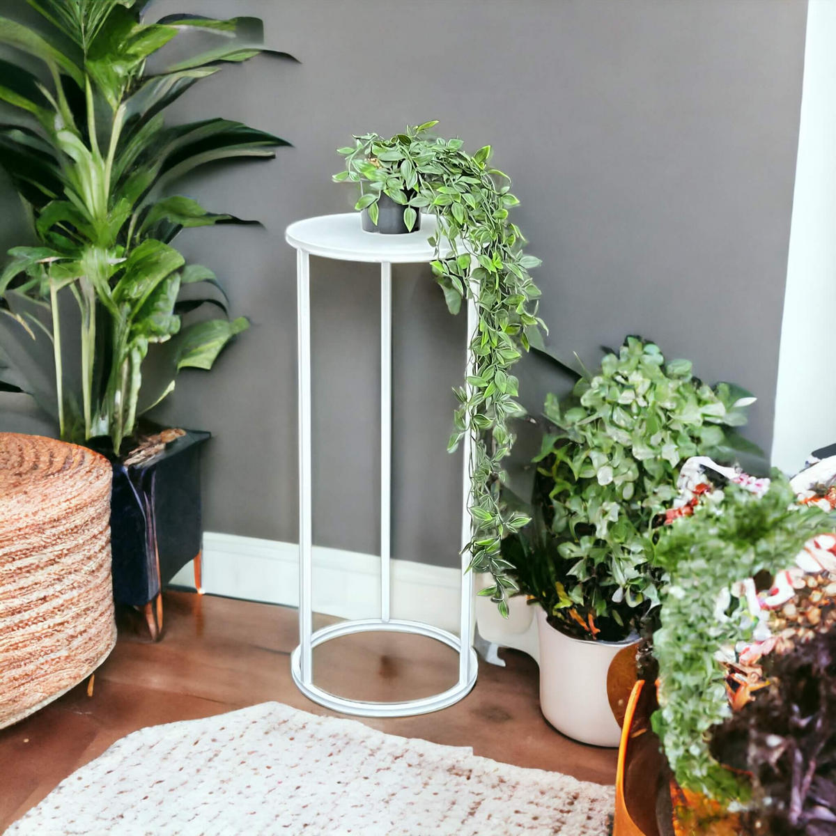 BLUMENHOCKER Metall Weiß Rund 60 cm - Weiß, Metall (25/60/25cm) - DanDiBo