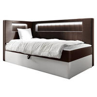 BOXBETT Gold Junior 3, Seite zum Öffnen des Bettkastens: Links - Weiß/Braun, Holz (90/200cm) - MIRJAN24