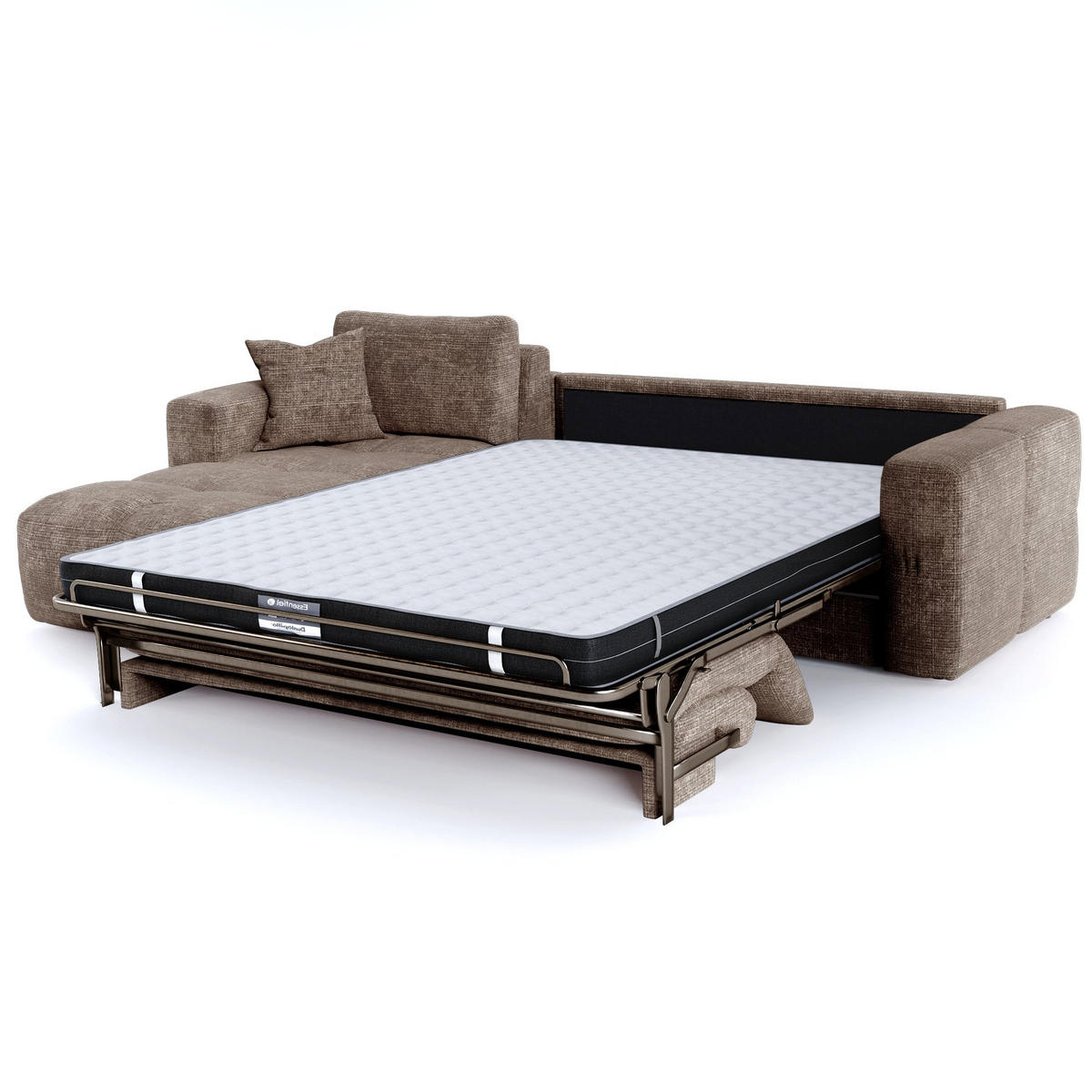 SCHLAFSOFA Express VIBE Geprägter Samt Taupe 286cm - Taupe, Textil (286/165cm) - Premium Interiors