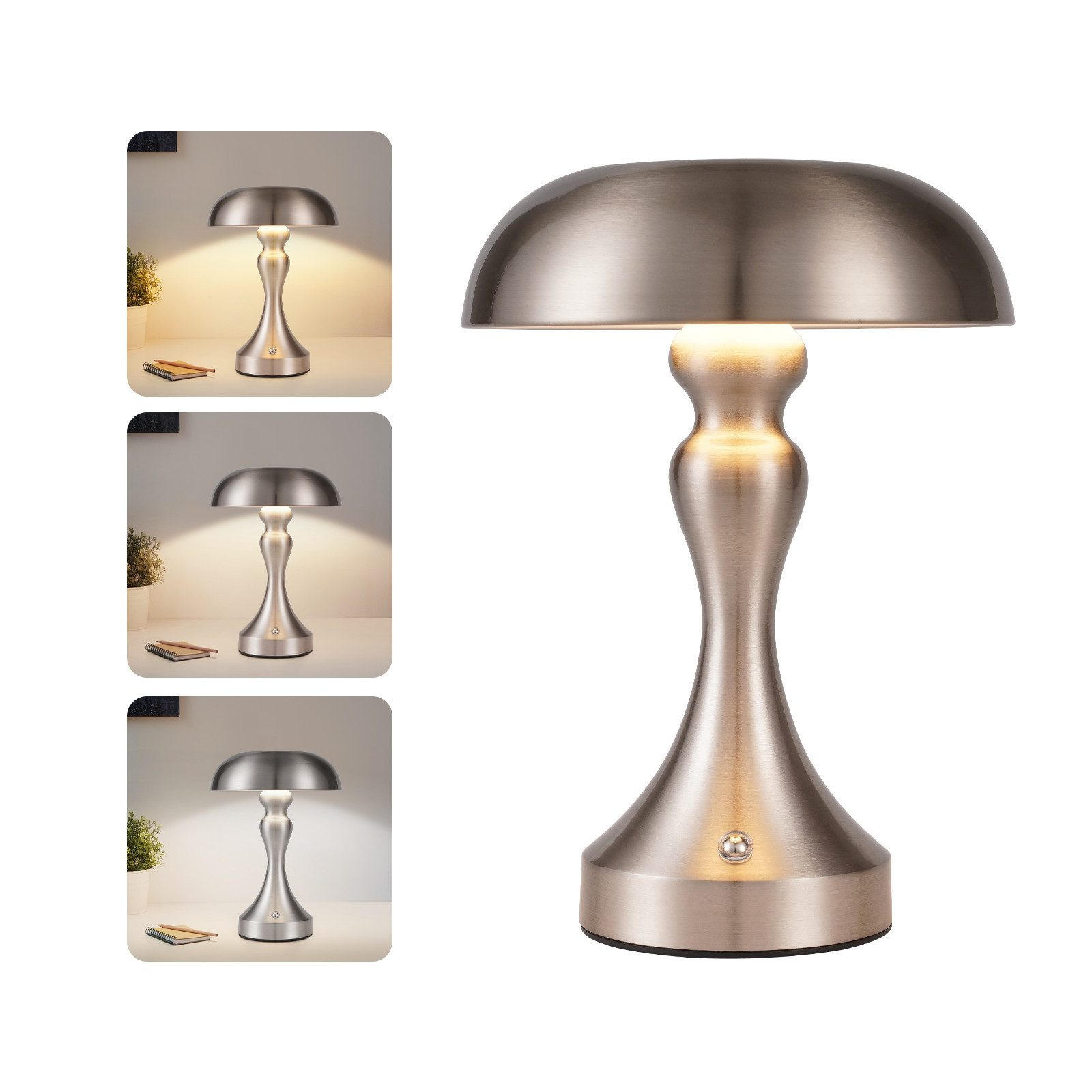 LED-TISCHLEUCHTE Achard 15.5/15.5/22cm - Silberfarben, Metall (15.5/15.5/22cm) - Nettlife