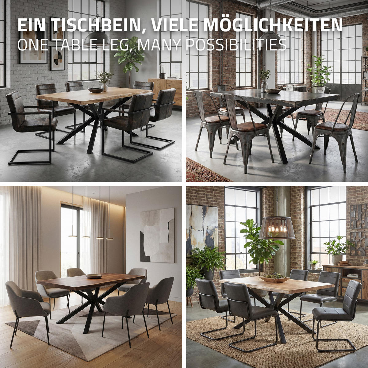 NÁNOŽKY K STOLU kovové černé 120 x 78 x 72 cm ve tvaru X, čtyřnohé, z oceli - černá, kov (78/71.5/120cm) - ML-DESIGN