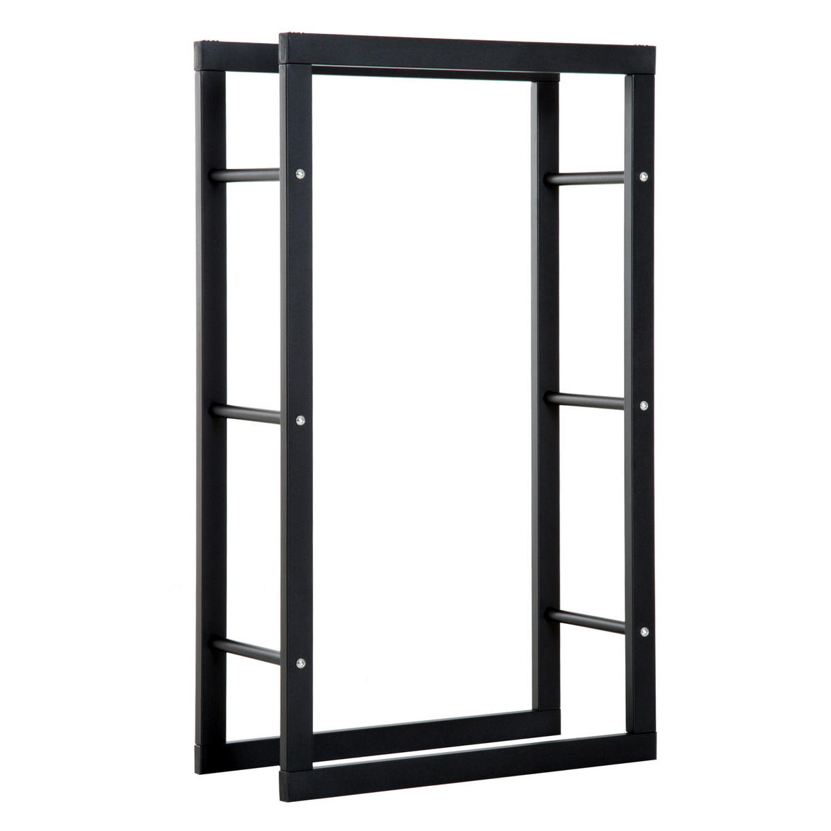 KAMINHOLZREGAL, Stahl, Schwarz, 60L x 25B x 100H cm - Schwarz, Metall (25/100/60cm) - HOMCOM