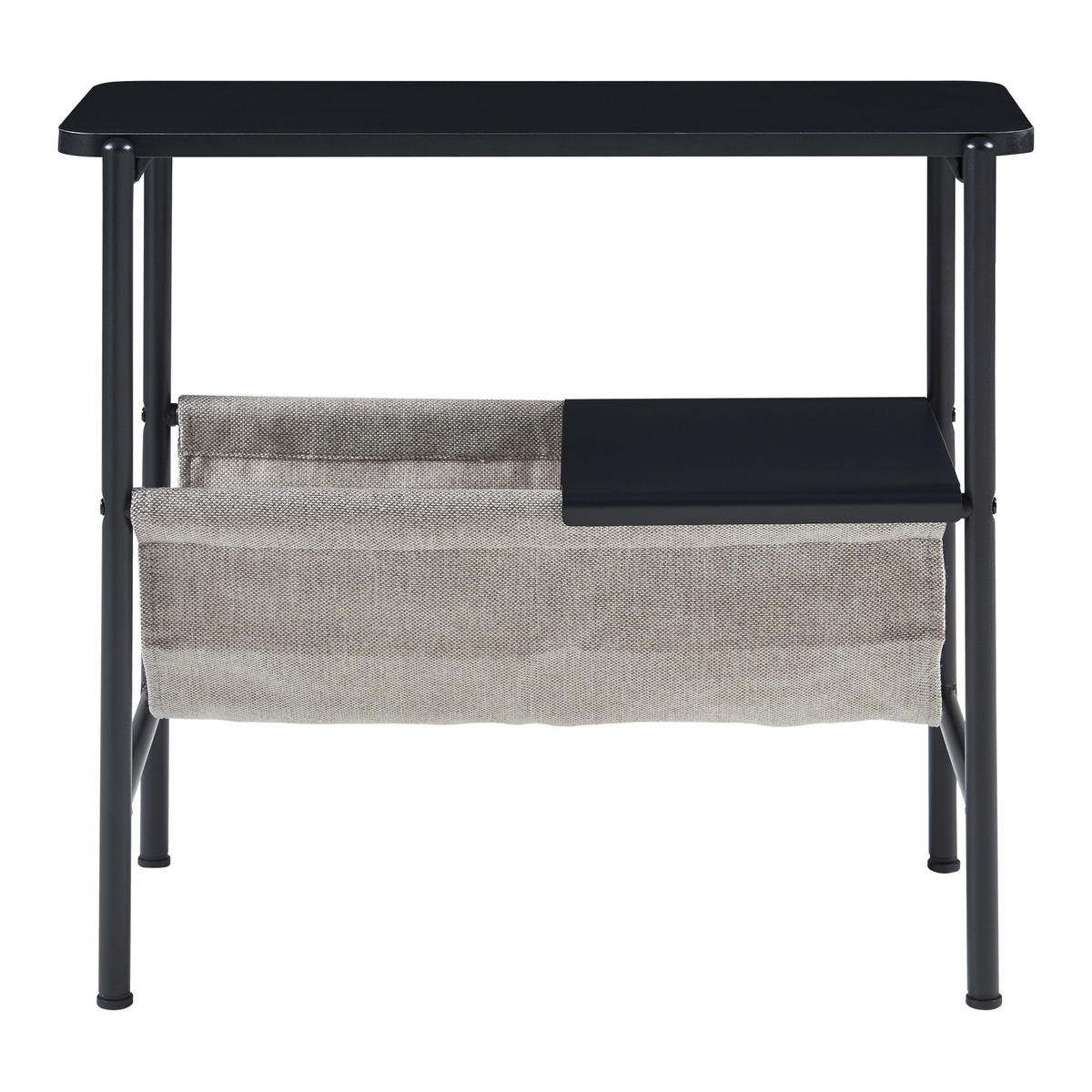 BEISTELLTISCH Samnanger - Schwarz/Grau, Holzwerkstoff/Textil (60/28/53cm) - [en.casa]