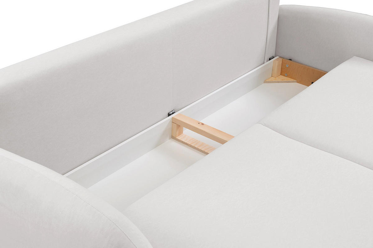 SCHLAFSOFA Bafra Creme Velours - Creme/Schwarz, Holz/Textil (232/92/102cm) - Selsey