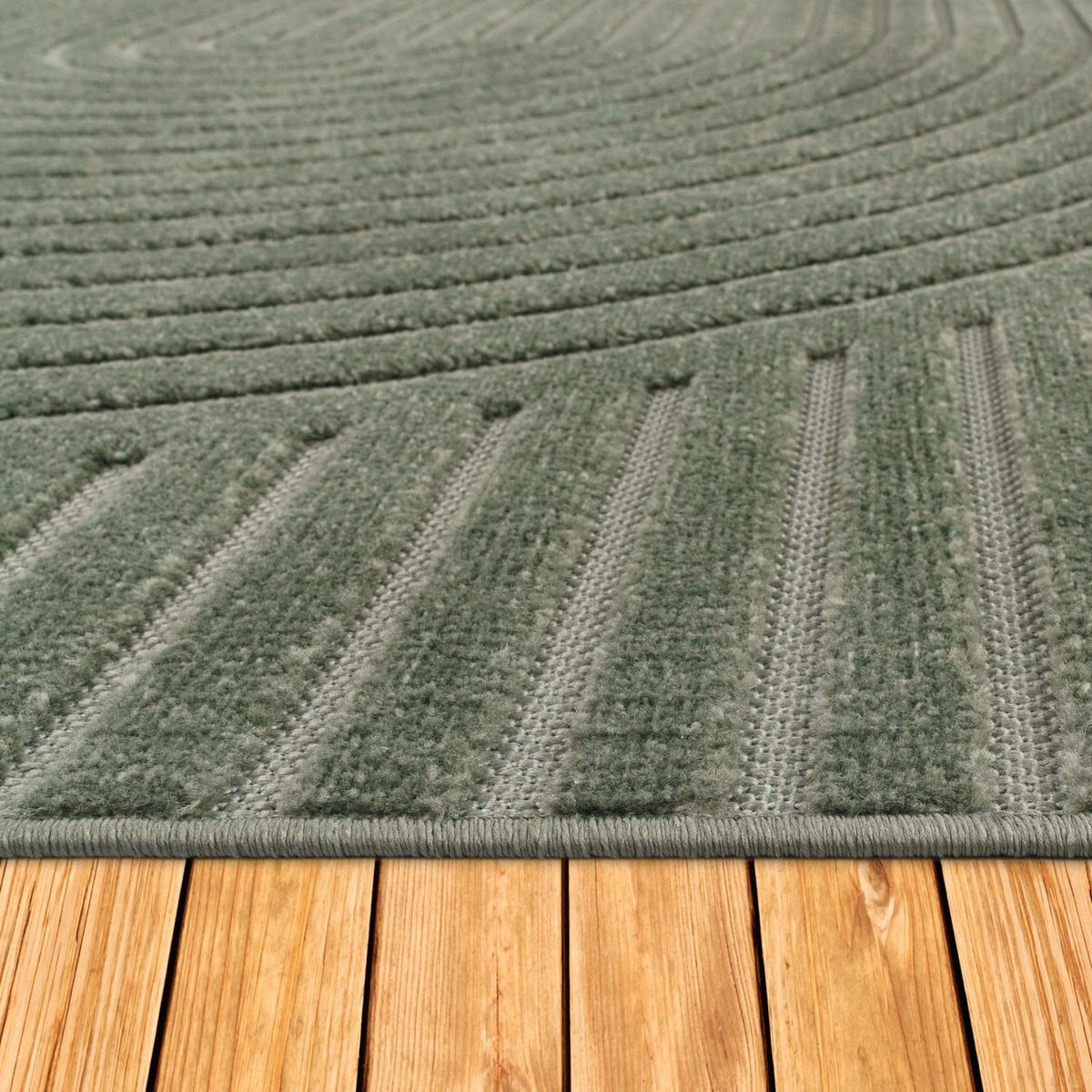 KURZFLORTEPPICH, mit Struktur, aus Polypropylen, Florhöhe 6 mm, Grün, 80 x 250 cm - Grün, Textil (250/80cm) - KADIMA DESIGN