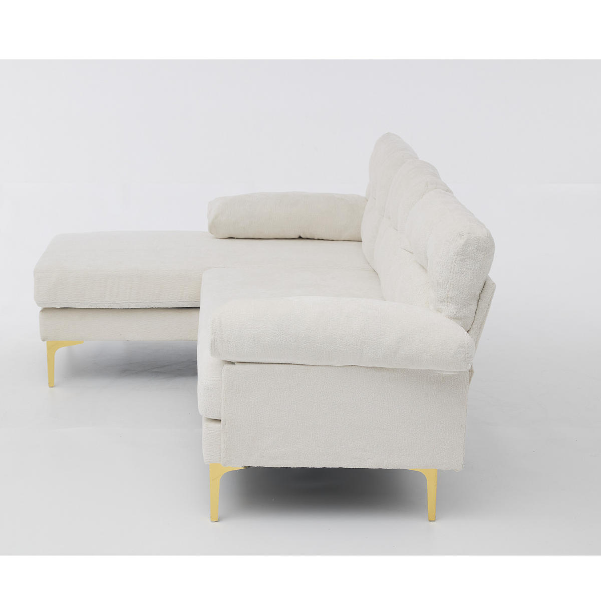 ECKSOFA 187,5/130/79 cm beige aus Holz mit wechselbarer Liegeseite - Beige, Holz (130/187.5cm) - OKWISH