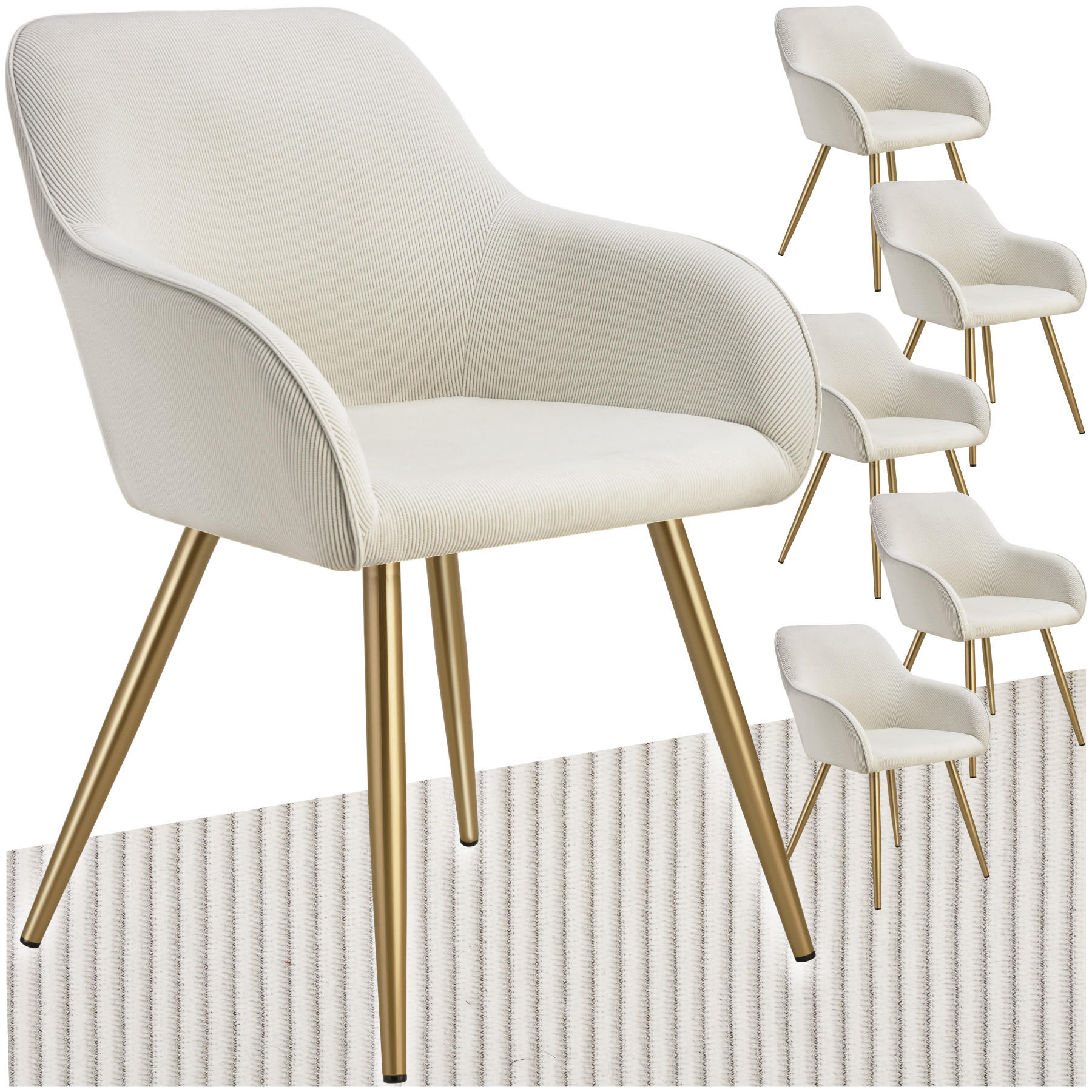 ESSZIMMERSTUHL 6er Set Marilyn 58 x 62 x 82 cm creme/gold - Goldfarben/Creme, Kunststoff (62/82/58cm) - tectake