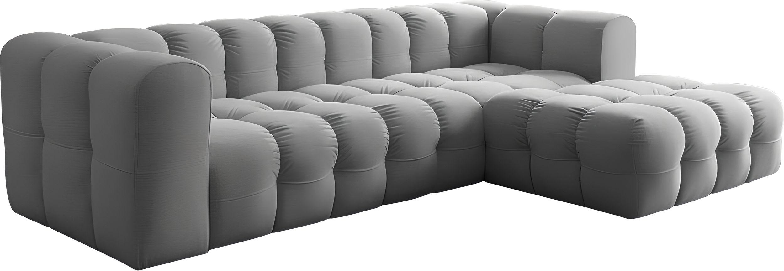 ECKSOFA Mochi L-Form 5-Sitzer Rechts, Samt, Grau 290/75/193 cm - Schwarz/Grau, Kunststoff/Textil (290/193cm) - WFL GROUP