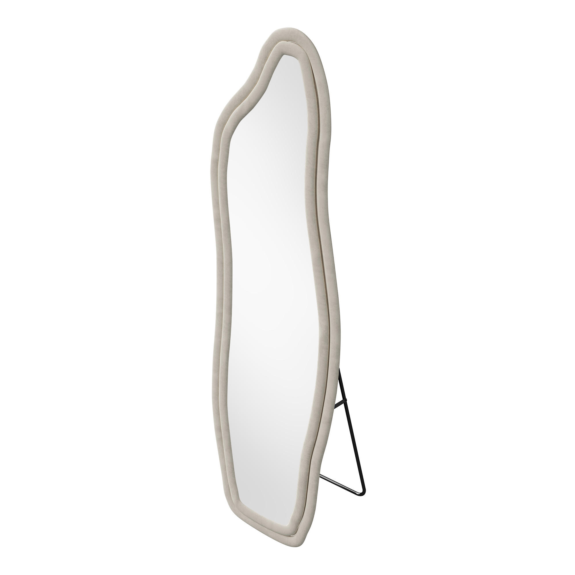 GANZKÖRPERSPIEGEL Wellen-Design mit U-Standfuß & Scharnier 160/50 cm Weiß - Weiß, Glas/Holzwerkstoff (50/160/3cm) - Creahappy