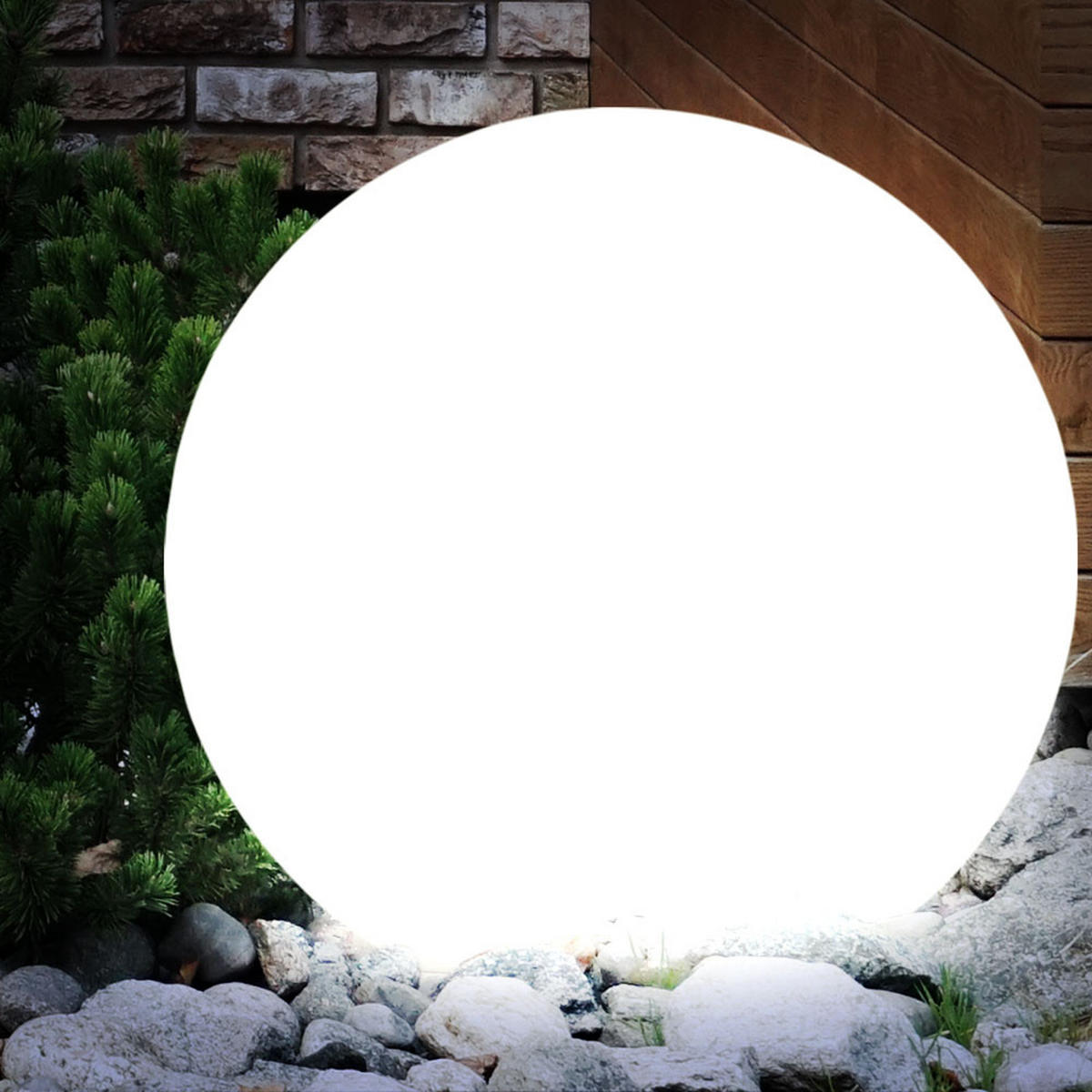 LED AUSSENLEUCHTE Kugelform Weiß 8er Set - Weiß, Kunststoff (30/30/70cm)