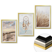 WANDBILDER 3er Set - 40x60 cm Goldrahmen - Wolkenmeer, Traumfänger, Gras - Goldfarben, Kunststoff (40/60cm) - ArtPrintCave