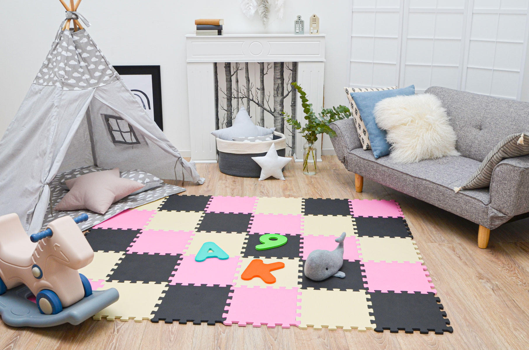 SPIELMATTE ab Null - 270/90 cm Puzzlematte Schwarz - Multicolor, Kunststoff (30/30cm) - Littletom