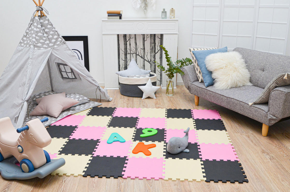 SPIELMATTE ab Null - 270/90 cm Puzzlematte Schwarz - Multicolor, Kunststoff (30/30cm) - Littletom