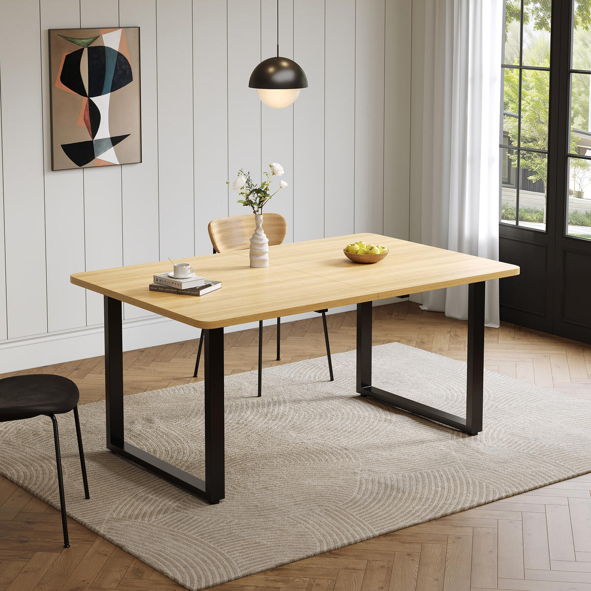 ESSTISCH Ausziehbar 3 Längen Eichenfarbe Metallbeine 140-220x90cm - Eichefarben, Holzwerkstoff (220/90/75cm) - FLIEKS