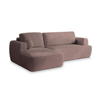 ECKSOFA SENTI P L-S Lila Kordstoff mit Schlaffunktion - Lila, Holz (246/148cm) - MASSENO