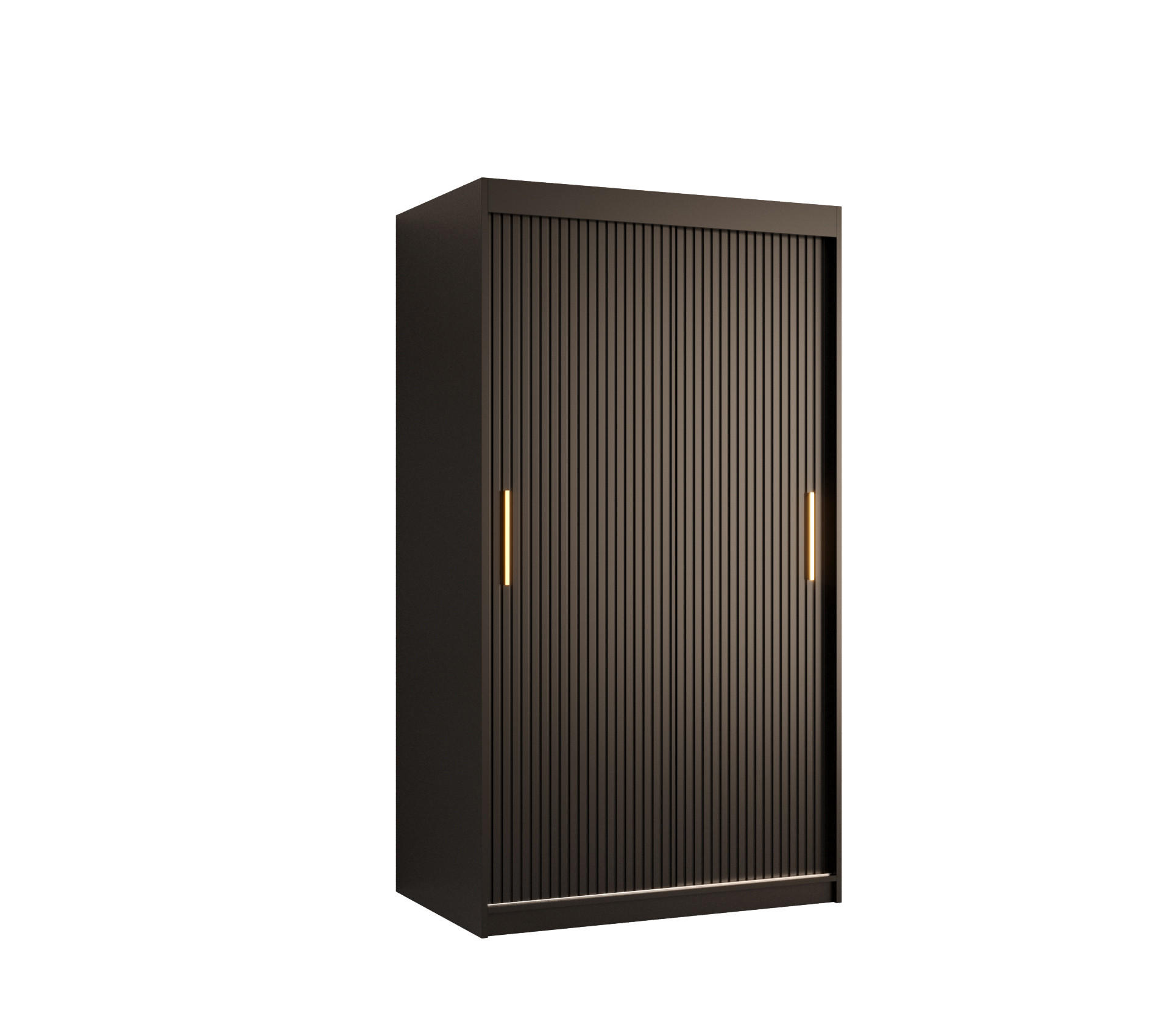 Möbel Kryspol Schwebetürenschrank Schwarz 100x200x62 cm