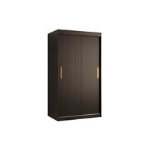 SCHWEBETÜRENSCHRANK 200/100/62 2-türig - Goldfarben/Schwarz, Holz/Kunststoff (100/200/62cm) - MÖBEL KRYSPOL