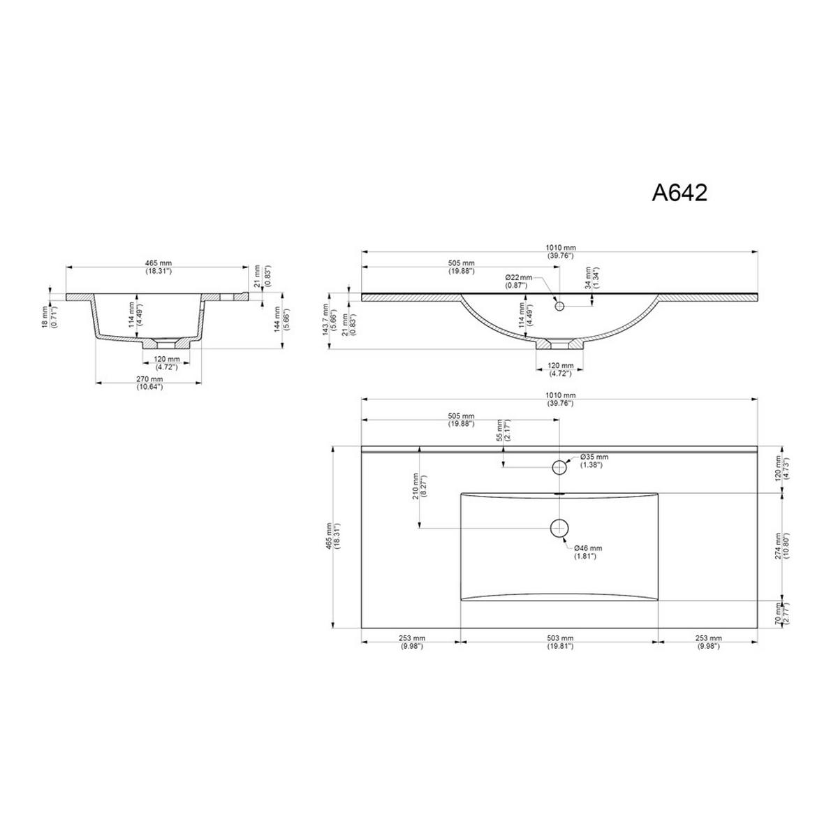 WASCHTISCH Hella-02 - Anthrazit, Holzwerkstoff (100/54/46cm) - Lomado