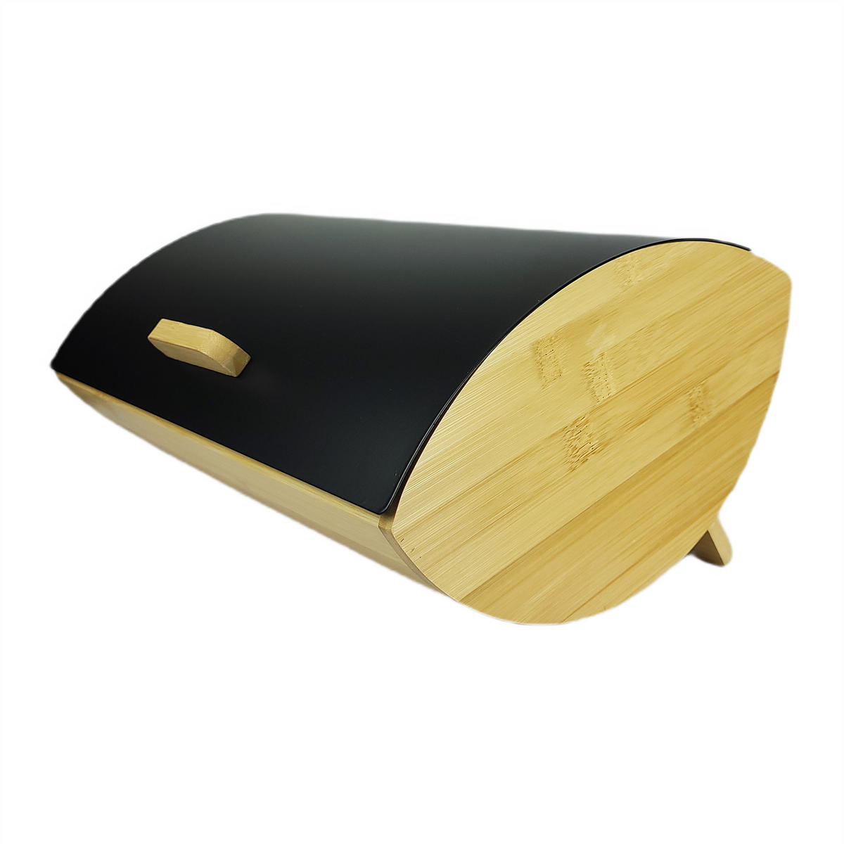 BROTKASTEN Bambus Metall Naturfarben Schwarz zum Aufklappen 35x25x15,5 cm - Schwarz/Naturfarben, Holzwerkstoff/Metall (35/15.5/25cm) - Begryf