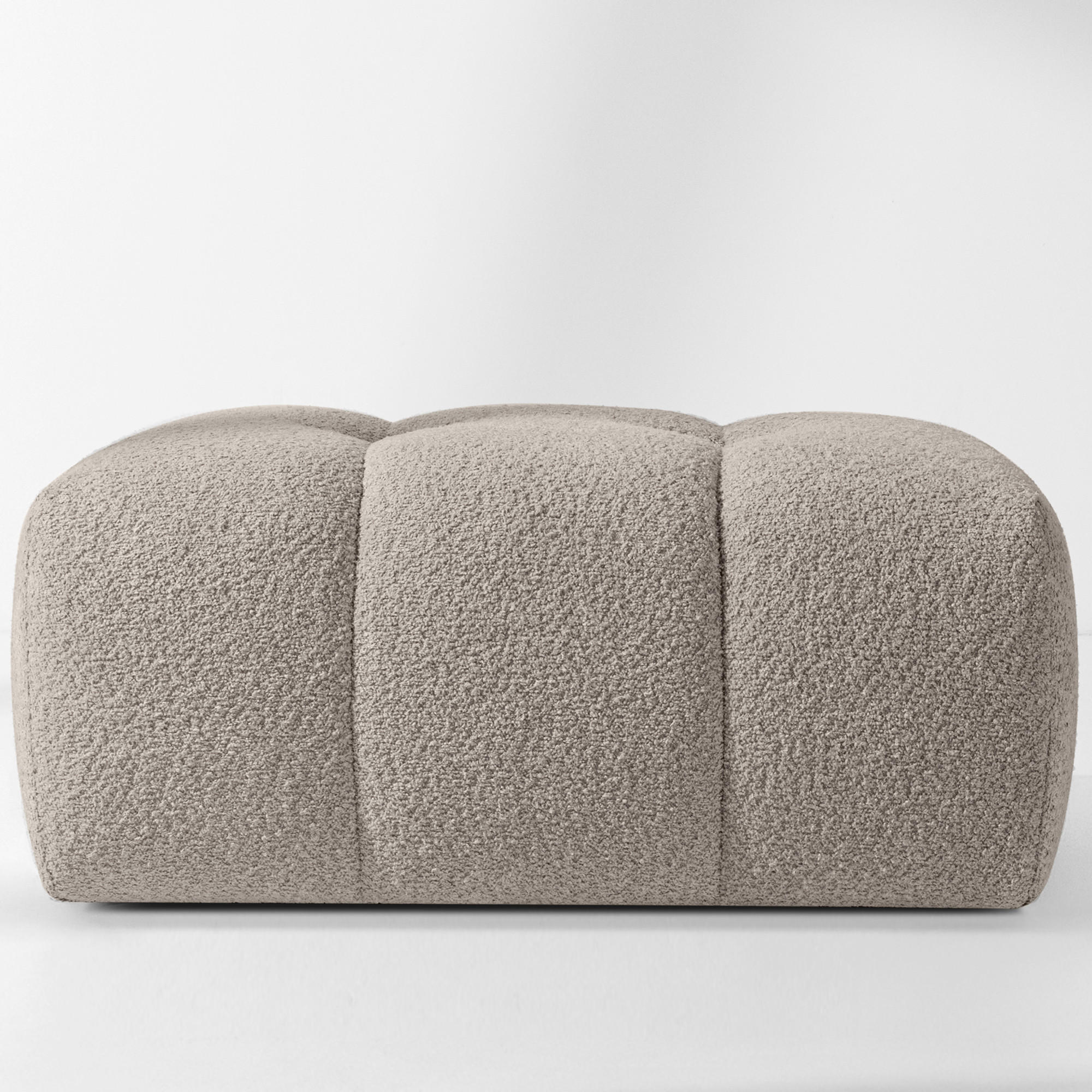 POUF RAVIA, Bouclé, Grau - Grau, Holz/Textil (96/45/50cm) - KONSIMO®