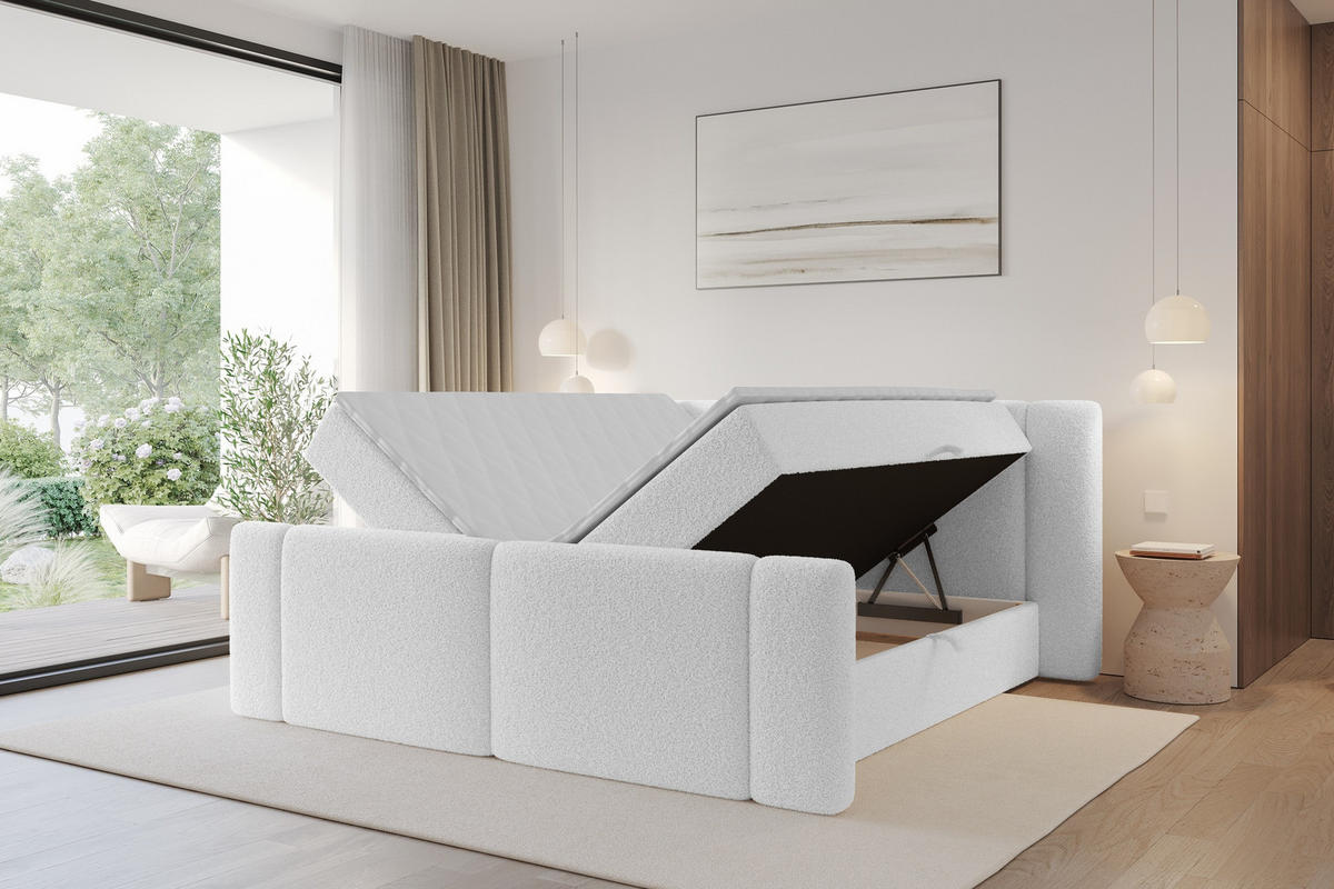 BOXBETT mit Matratze H3 - EVON Zanozek - 120x200 cm Weiß - Weiß, Holzwerkstoff (120/200cm) - ALTDECOR