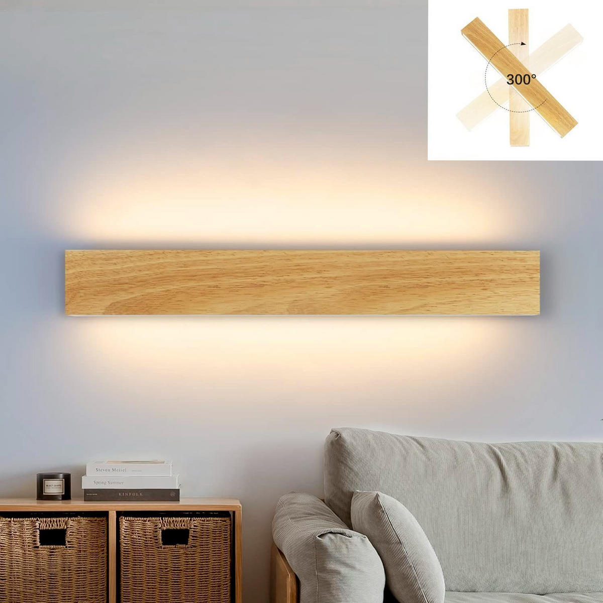 LED-WANDLEUCHTE Radiosity 52/8/6.5 cm - Braun, Holz (8/6.5/52cm) - ZMH