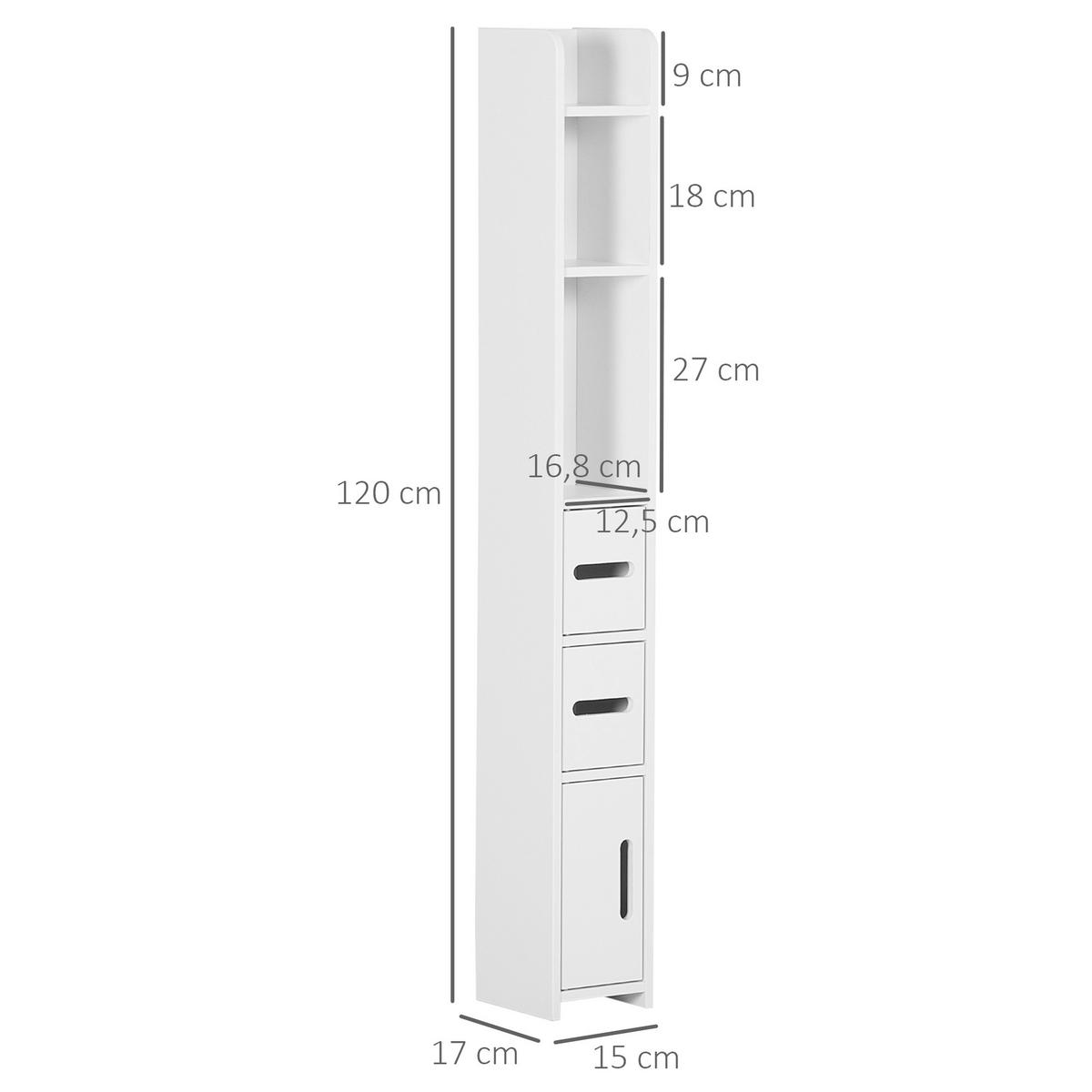 HOCHSCHRANK DE-12375 15/17/120 cm Weiß - Weiß, Holzwerkstoff (17/120/15cm) - ComfortXL