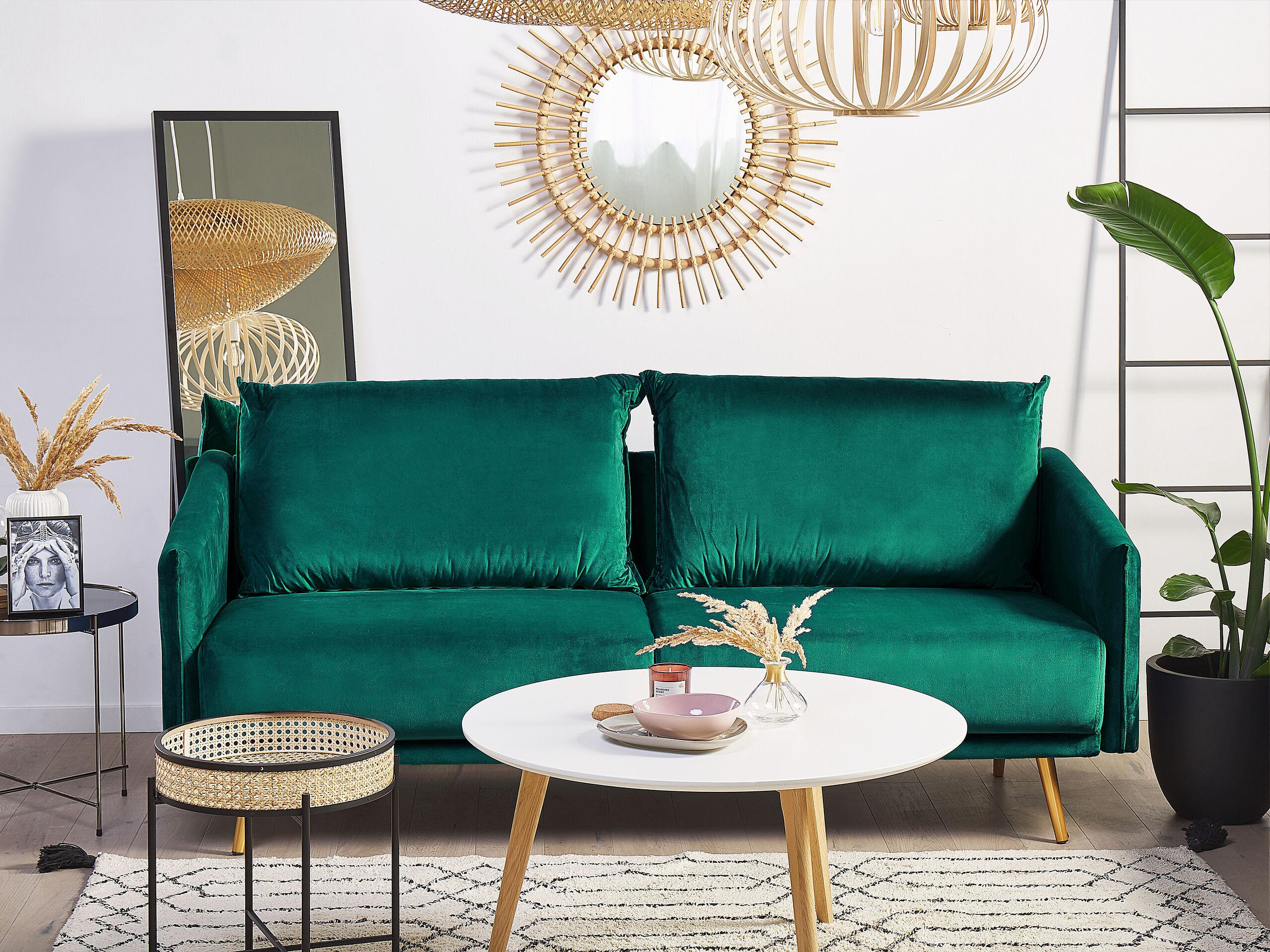 3-SITZER-SOFA Samtstoff Grün Maura - Hellgrün, Textil (185/83/78cm) - Beliani