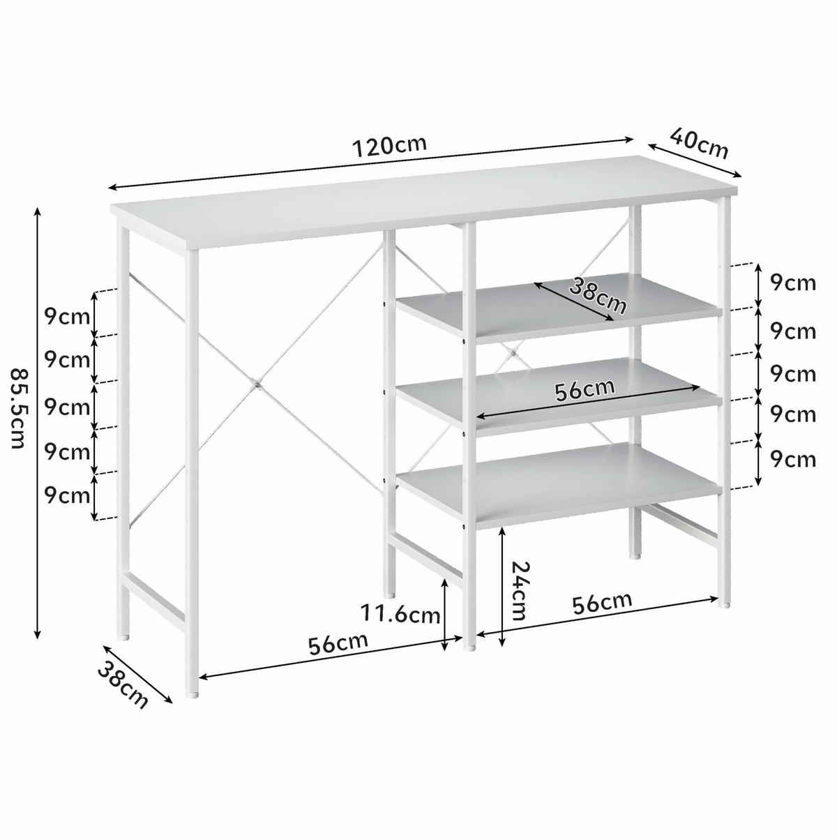SIDEBOARD 120/40/85,5 cm mit flexibel montierbaren Regalen und höhenverstellbaren Füßen, Weiß - Weiß, Holzwerkstoff (120/85/40cm) - Redom