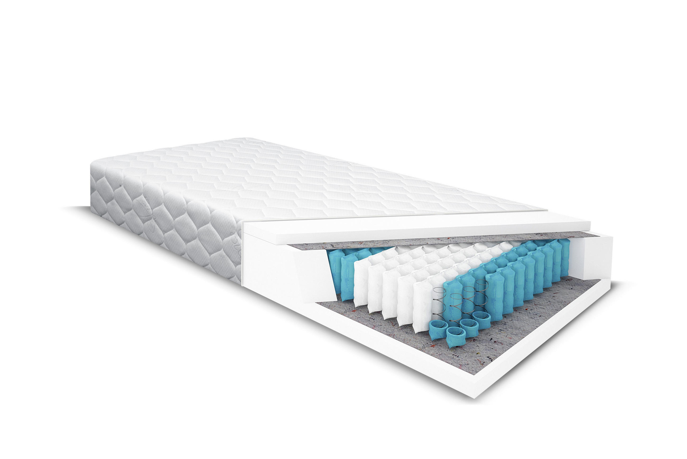 TASCHENFEDERKERNMATRATZE Comfort Plus 200 x 200 cm Höhe ca. 18 cm H2 (Jersey Basic) - Weiß, Naturmaterialien (200/200cm) - Margaret Hadas24