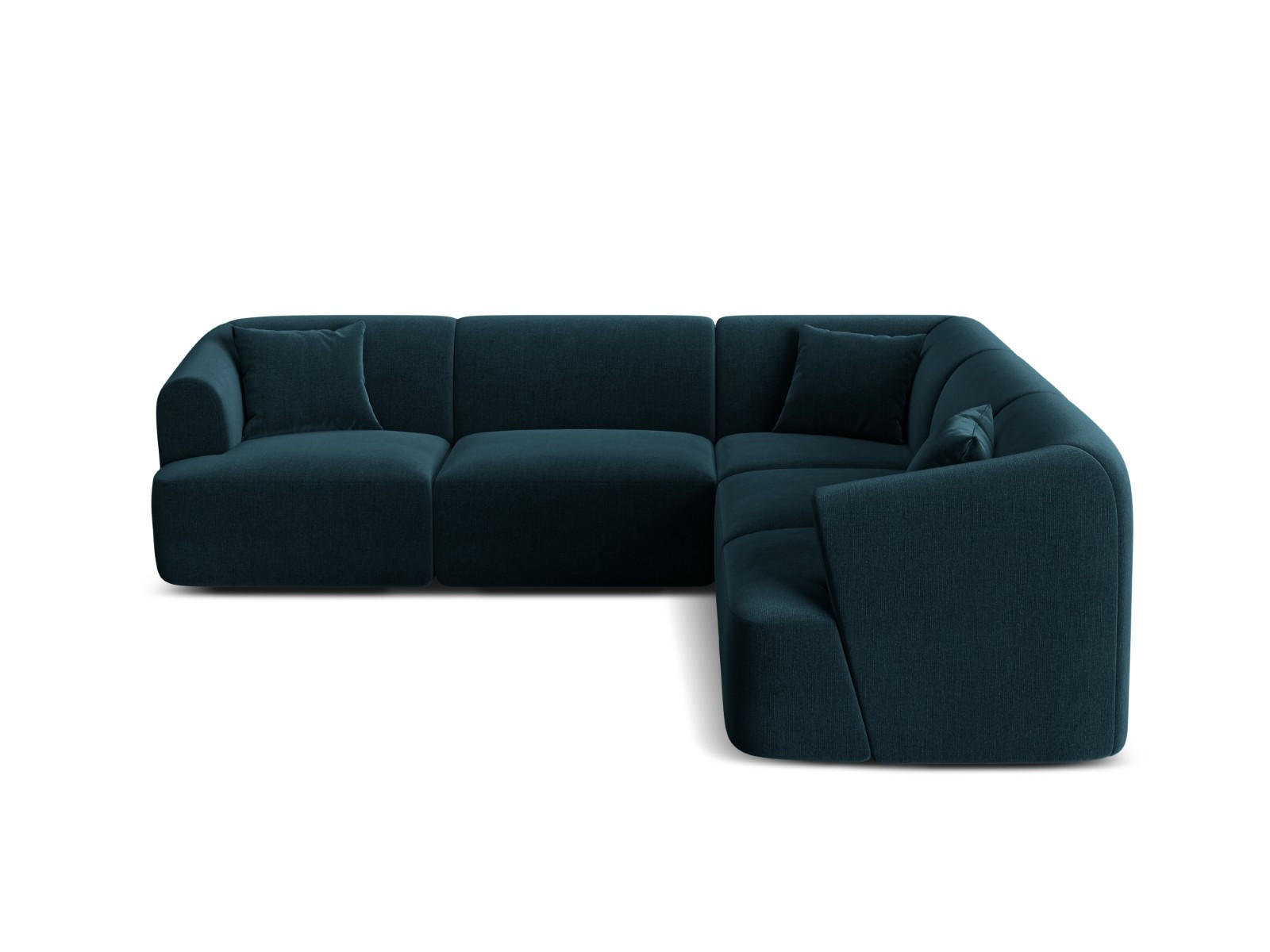 SYMMETRISCHES-MODULARES-ECKSOFA Campi aus Samt petrol 6 Sitzplätze - Petrol, Textil (255/255cm) - Cosmopolitan Design