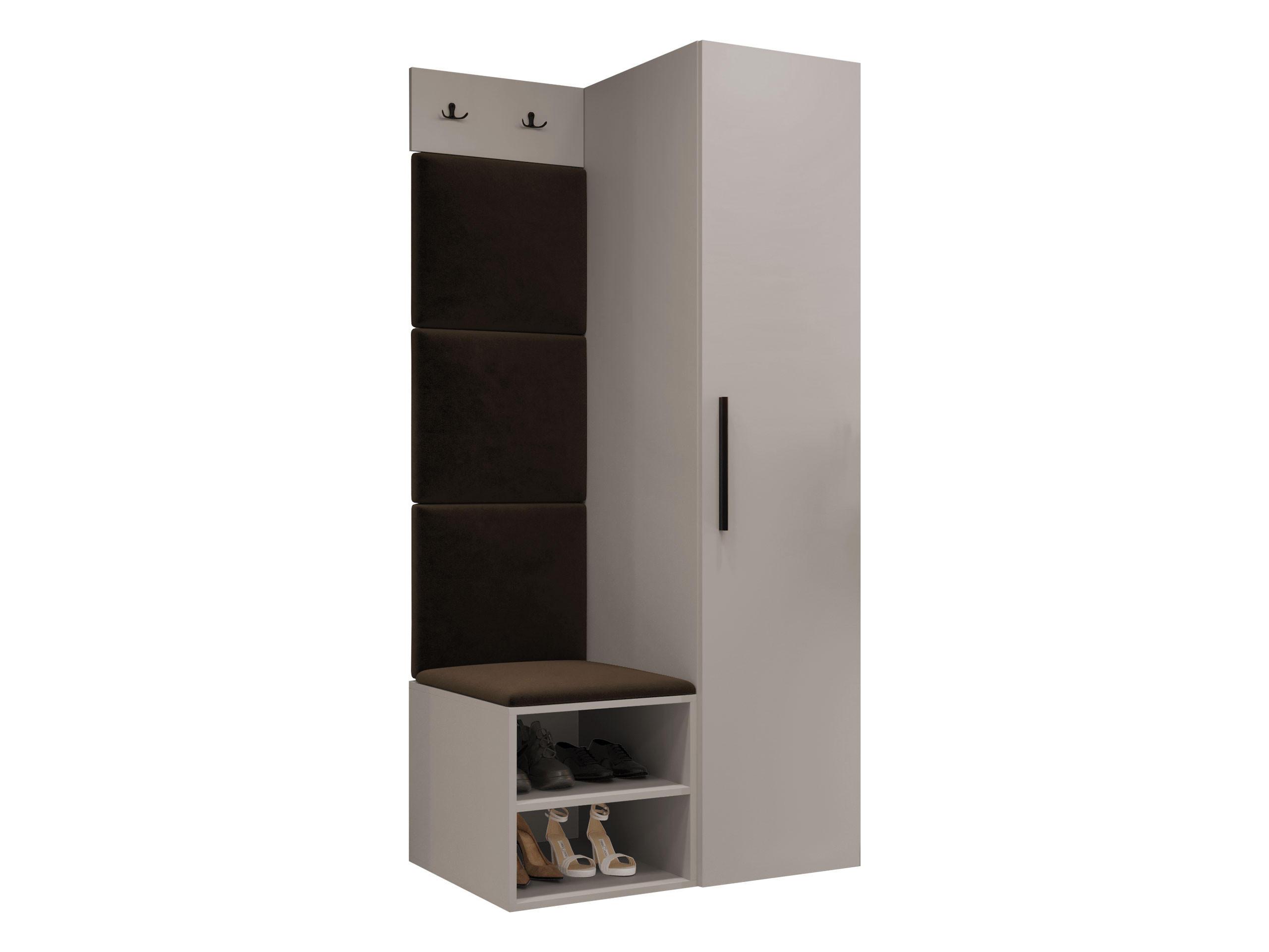 GARDEROBEN-SET Medi III - Kaschmir/Schwarz, Holzwerkstoff/Kunststoff (40/191/50cm) - MIRJAN24