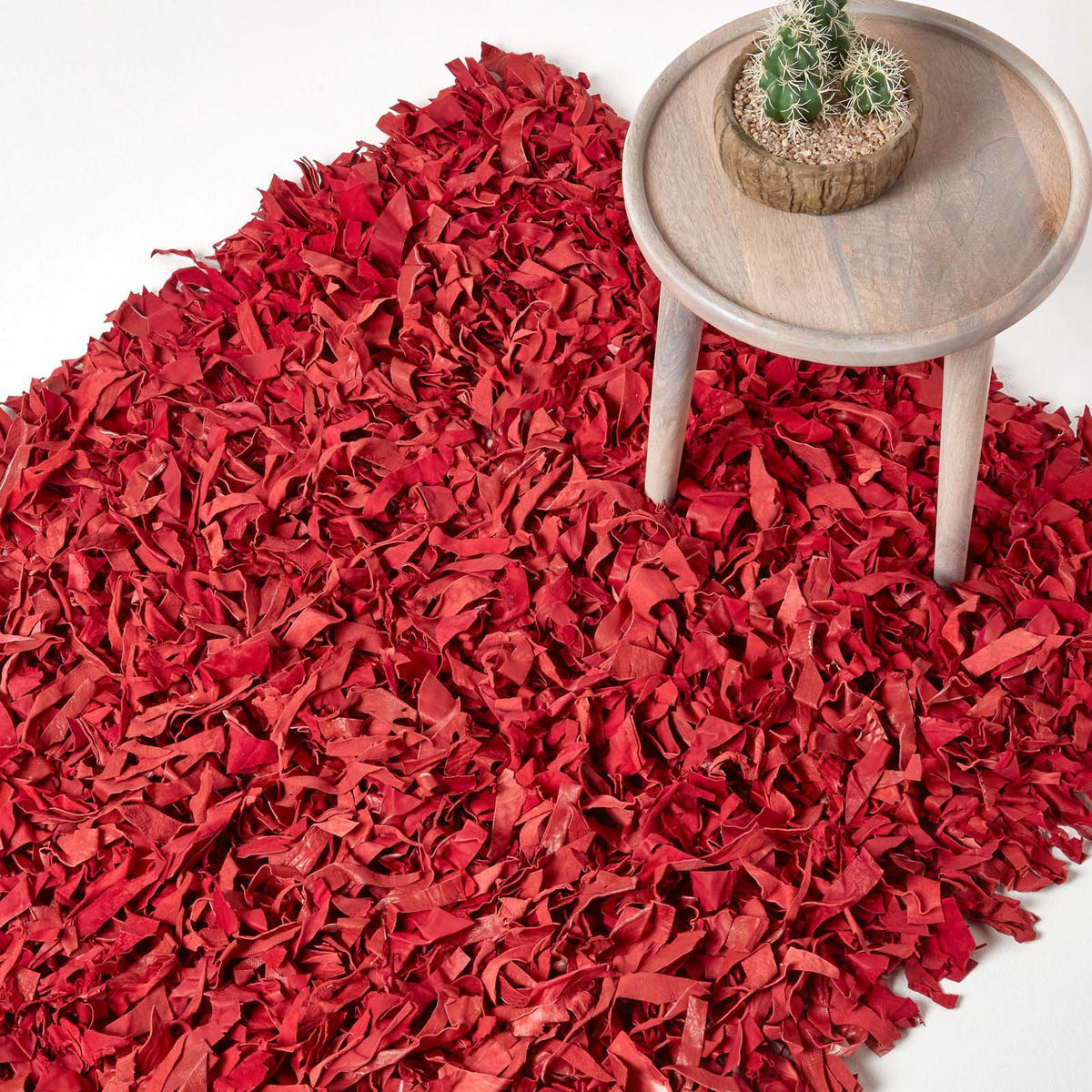 SHAGGY-TEPPICH Dallas 120/180 cm - Rot, Leder (120/180cm) - Homescapes