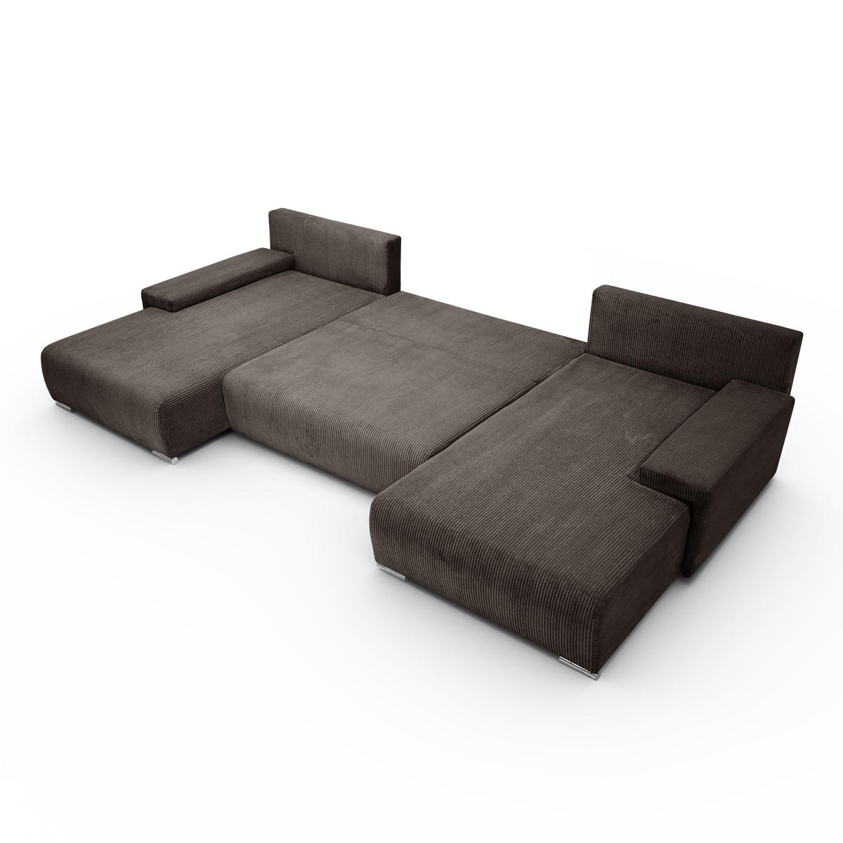 ECKSOFA U-Form Livorno Schlaffunktion Cord-Stoff Braun - Braun, Holz/Kunststoff (348/93/188cm) - Kaiser Möbel