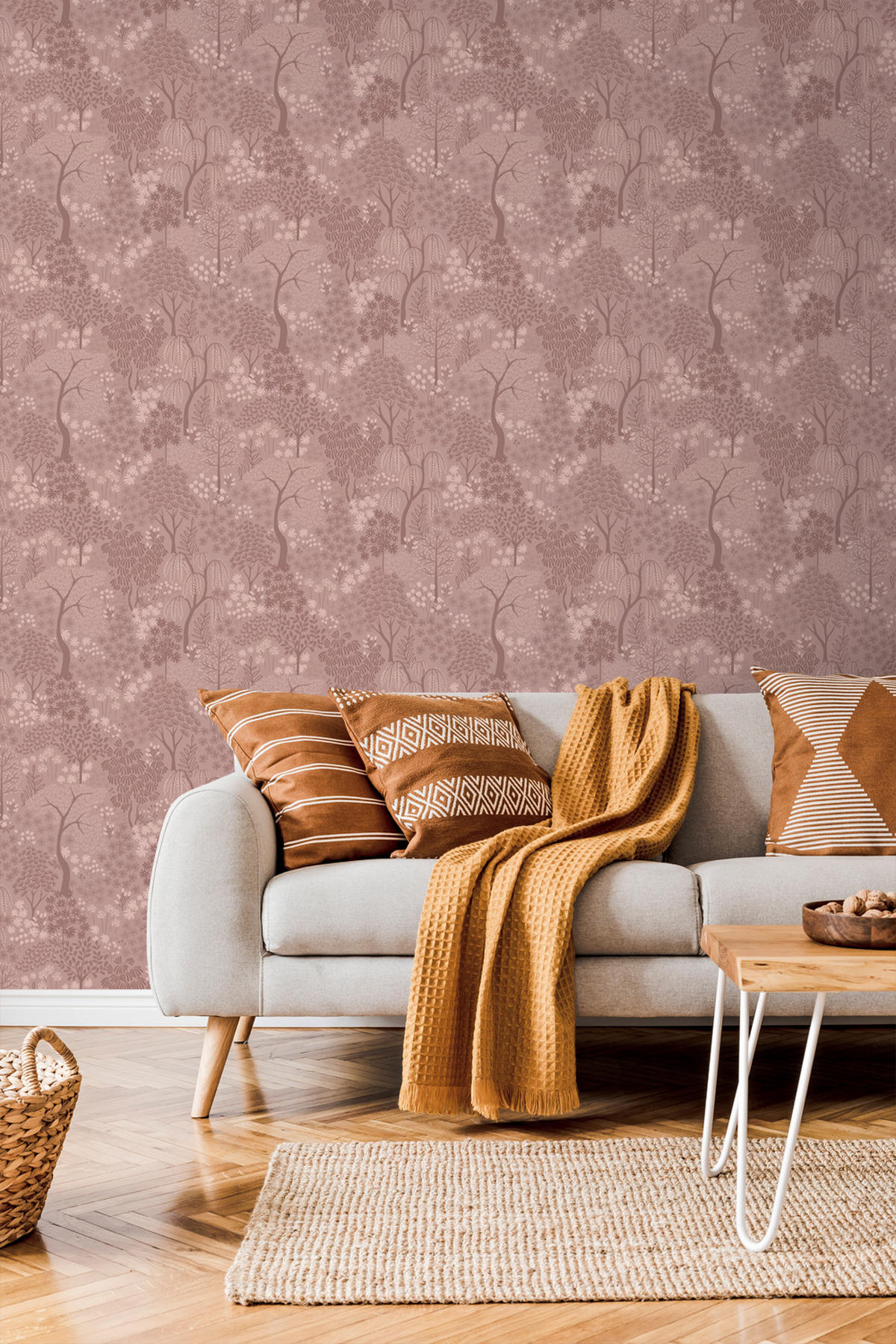 TAPETE Bäumen und Blumen 50 x 900 cm - Pink, Papier (50/900cm) - ESTAhome