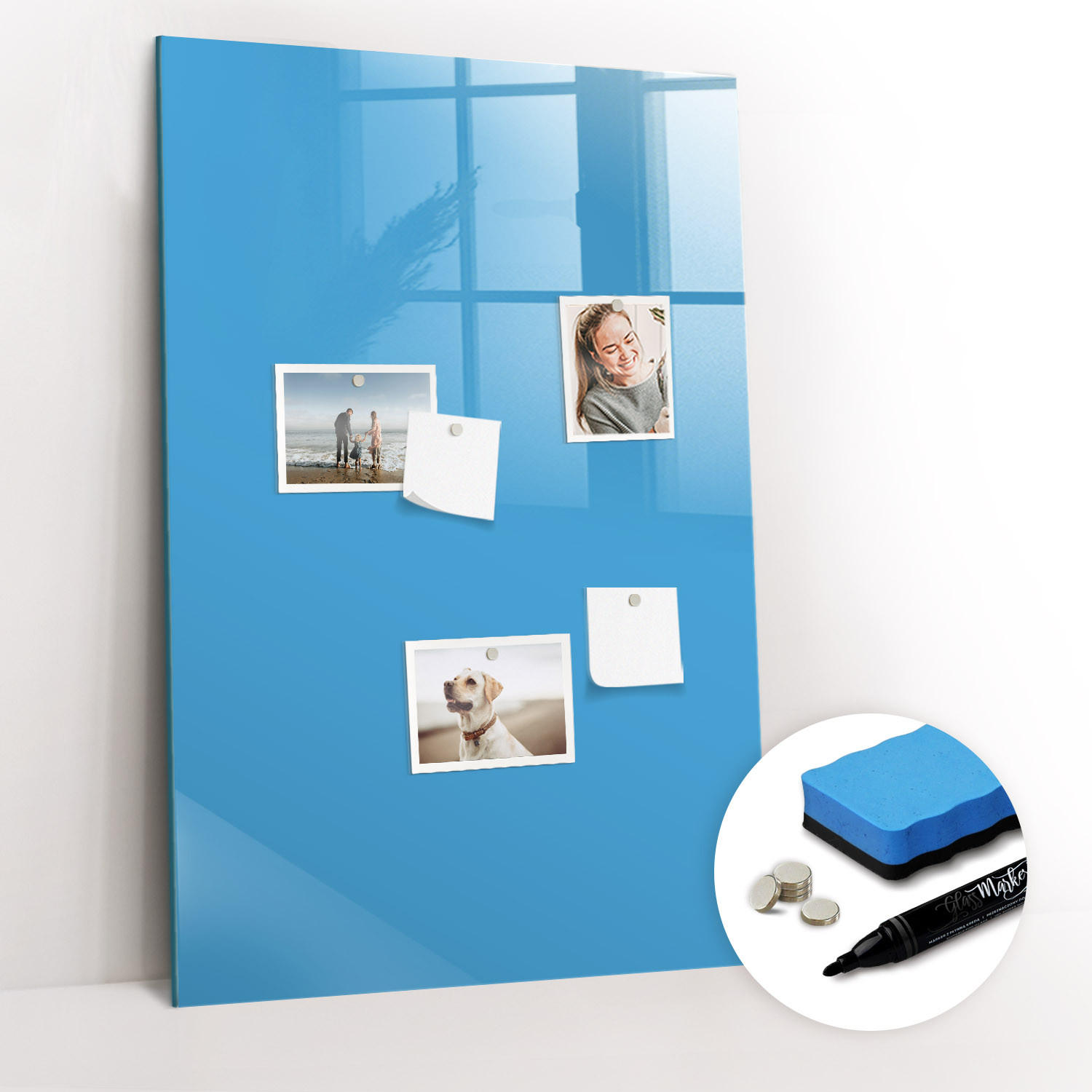 MAGNETTAFEL 60x90 Blau schwarzer Marker - Blau, Glas (60/0.4/90cm) - TULUP