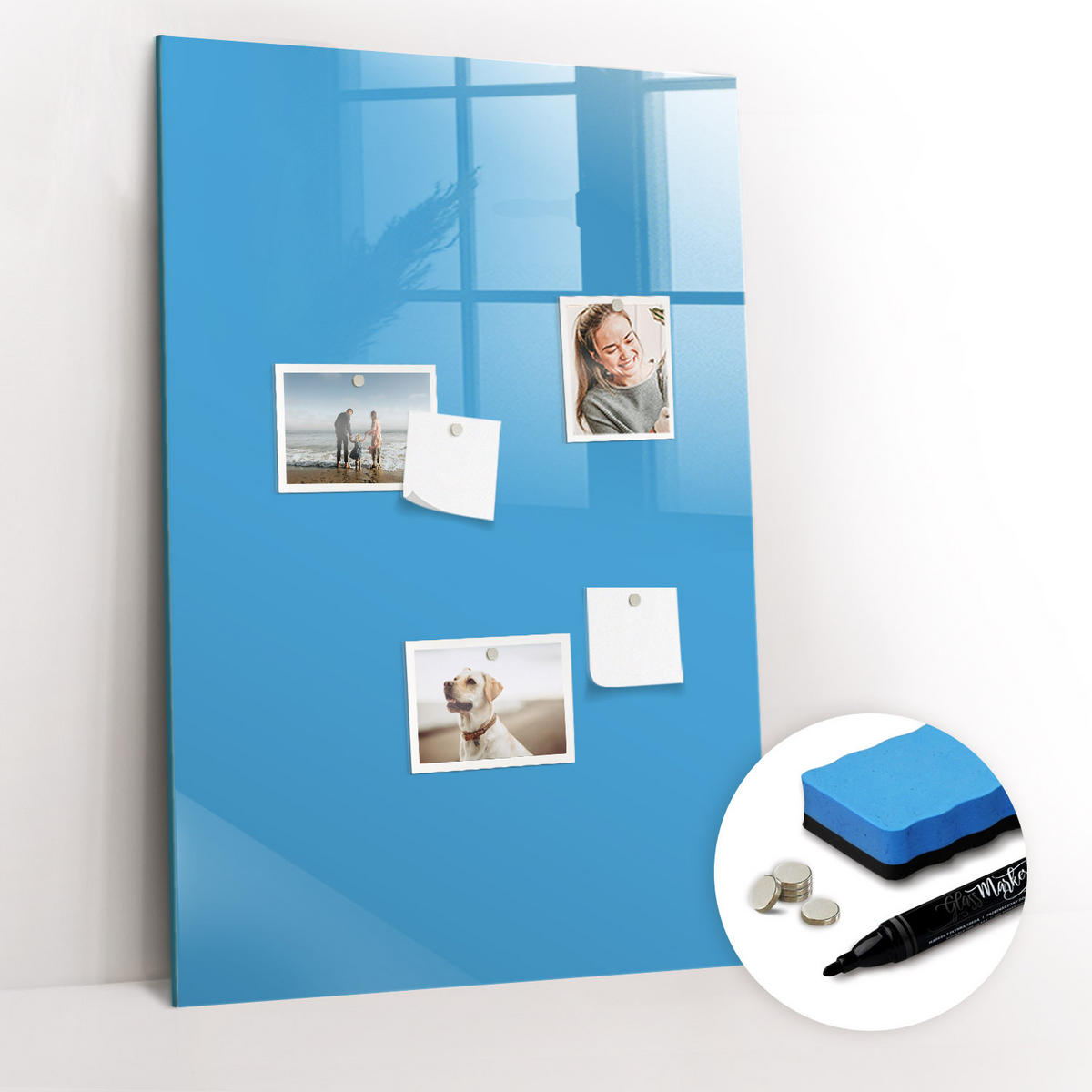 MAGNETTAFEL 60x90 Blau schwarzer Marker - Blau, Glas (60/0.4/90cm) - TULUP