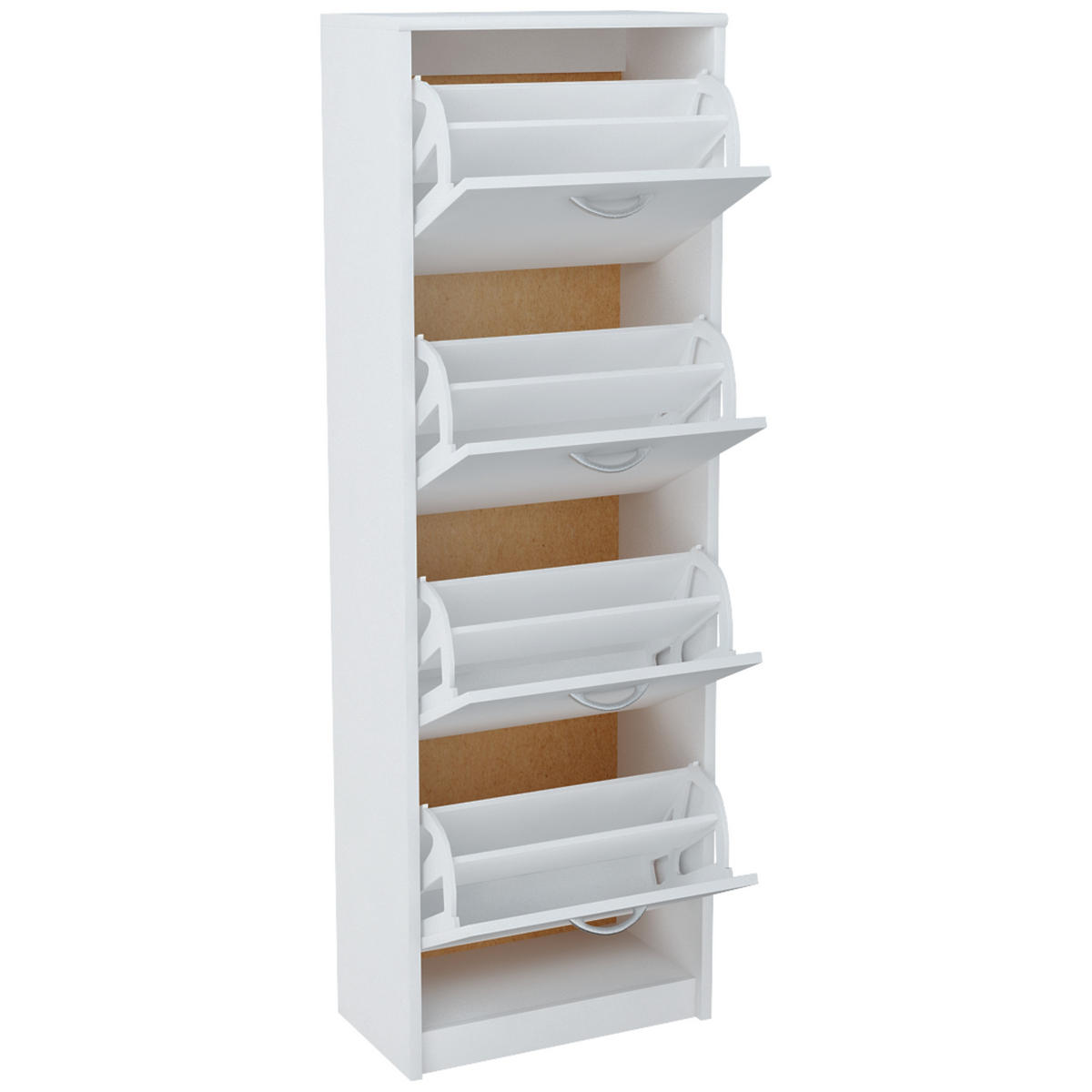 SCHUHSCHRANK mit 4 Fächern in Weiß - Weiß, Holzwerkstoff (50/152/28cm) - Home Collective