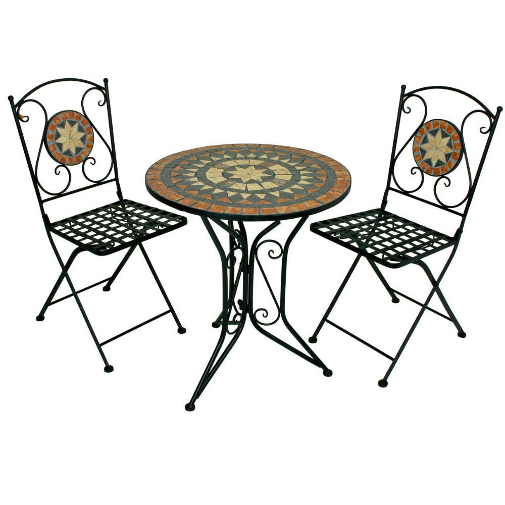 BISTRO-SET Sarah 3-tlg. Schwarz Stahl Balkonset Gartenmöbel-Set - Schwarz, Metall - DELUKE