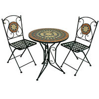 BISTRO-SET Sarah 3-tlg. Schwarz Stahl Balkonset Gartenmöbel-Set - Schwarz, Metall - DELUKE