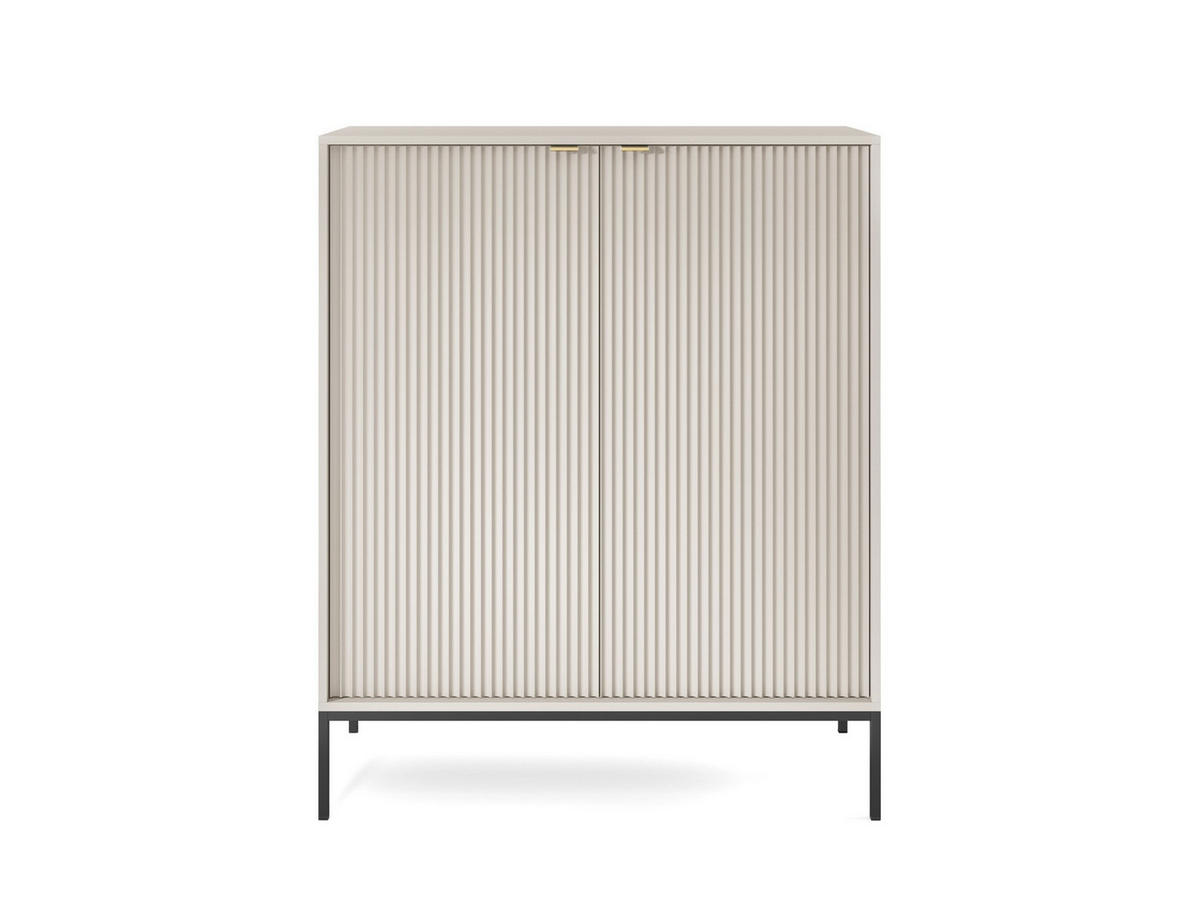 HIGHBOARD Nova Kaschmir, Schwarze Beine - Kaschmir/Schwarz, Holzwerkstoff/Metall (104/125/39cm) - Bettso