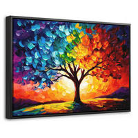 LEINWAND Bilder mit Rahmen - Baum - Kunst - Natur - Sonnenuntergang - 30x20 - Multicolor, Textil (30/20cm) - MuchoWow