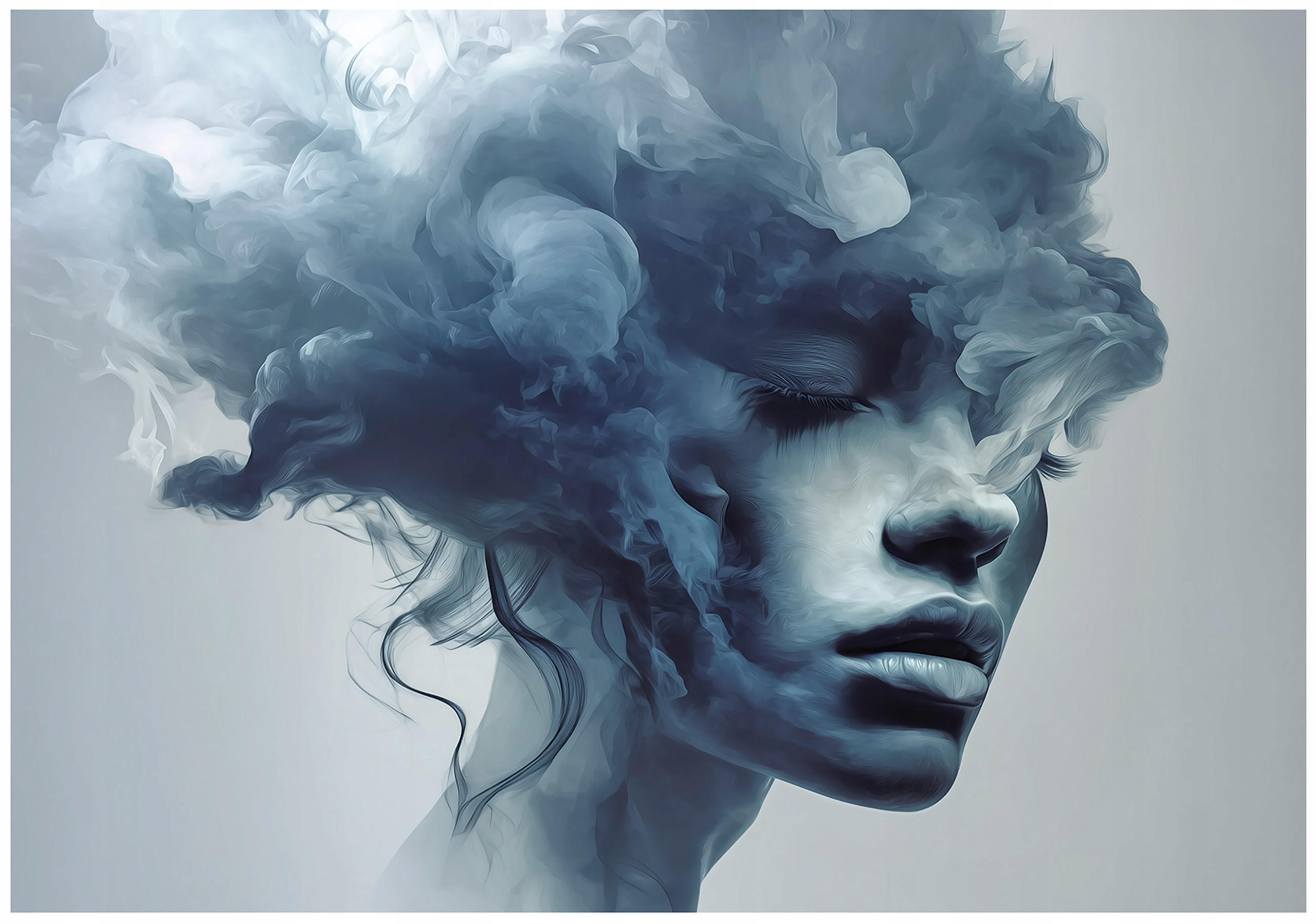 FOTOTAPETE Frau Abstrakt Blau 150x105 cm - Multicolor, Papier (150/105cm) - Wallarena