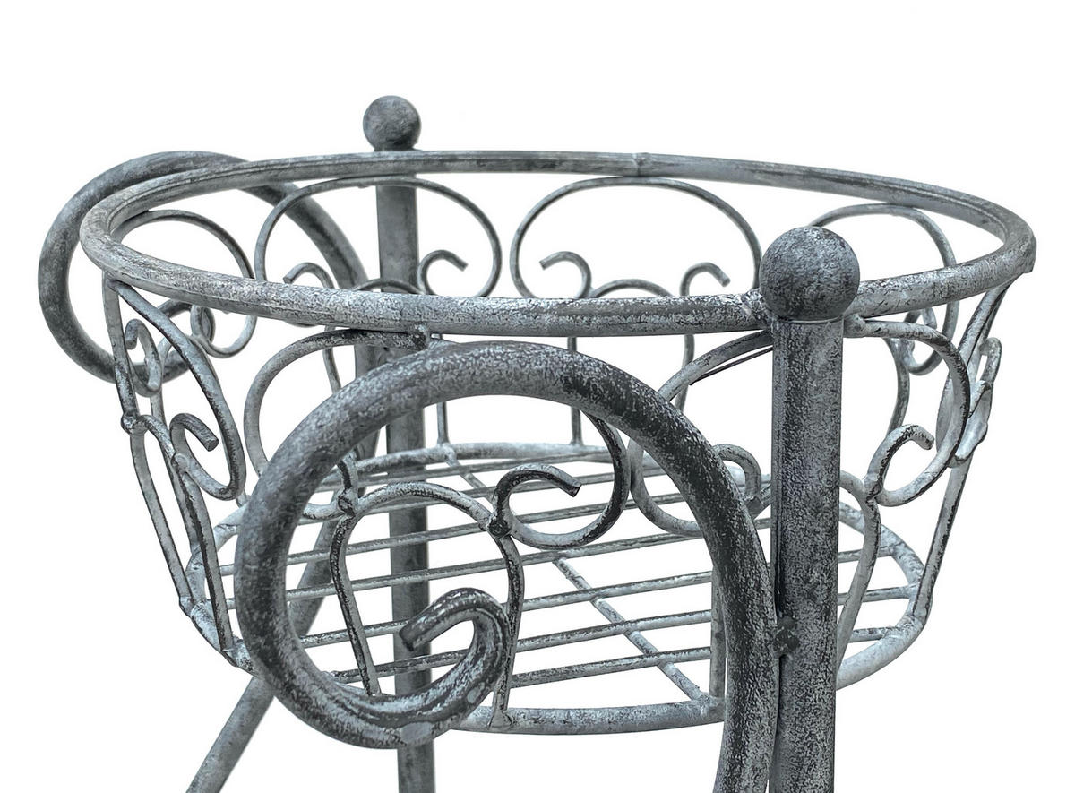 BLUMENTREPPE mit 3 Ablagen Metall Grau 75 cm 96011 - Grau, Metall (48.5/74.5/28.5cm) - DanDiBo