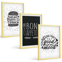 BILDER SET 3er Set - 40x60 cm Goldrahmen - Grafiken, Lebensmittel, kulinarische Slogans - Goldfarben, Kunststoff (40/60cm) - TULUP