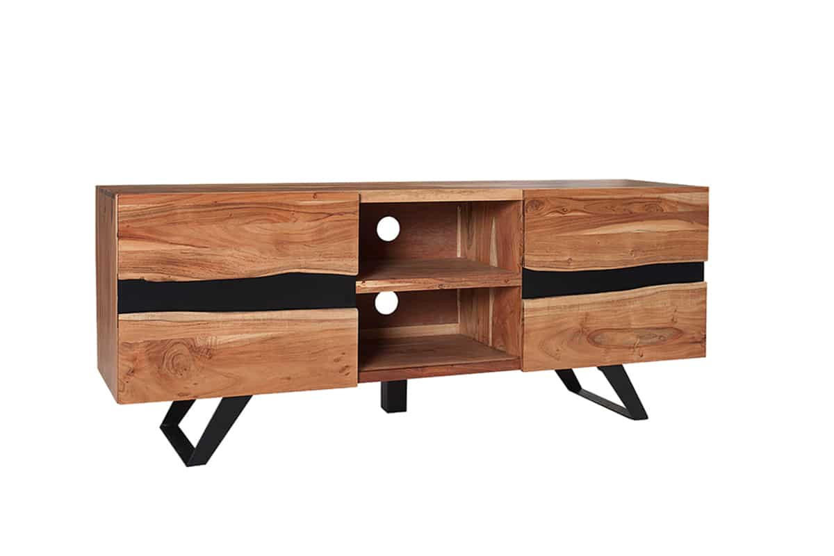 TV-LOWBOARD AMAZONAS Akazie 160cm - Schwarz/Braun, Holz/Metall (160/65/43cm) - riess-ambiente