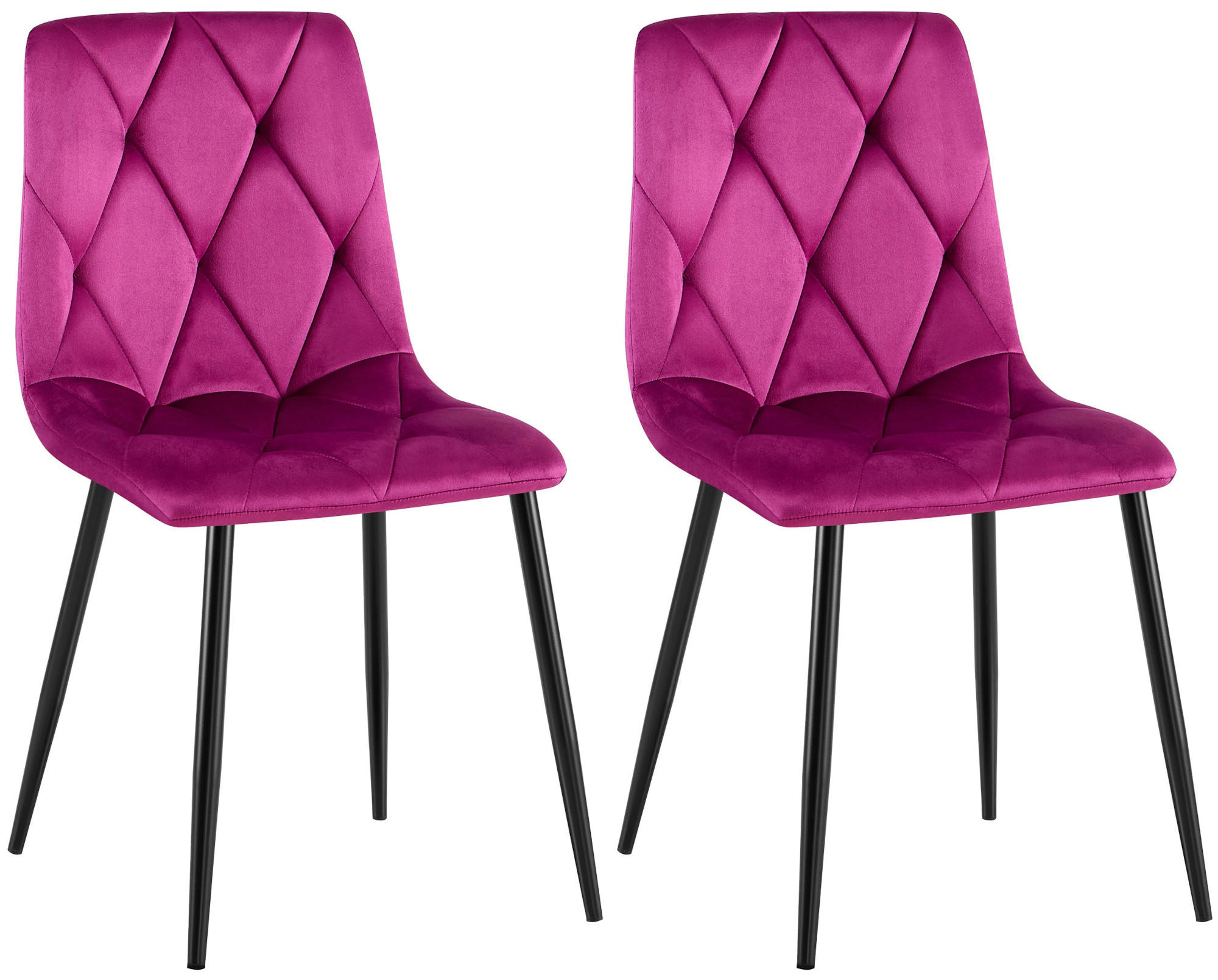 STUHL 2er Set Samt Lila - Lila/Schwarz, Textil/Metall (45/85/55cm) - CLP