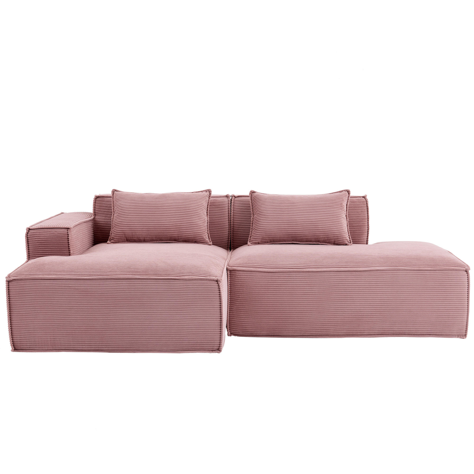 ECKSOFA 233/129/70 cm Babyrosa mit zwei Kissen und Federtasche - Hellrosa, Textil (235/129cm) - Oxeza